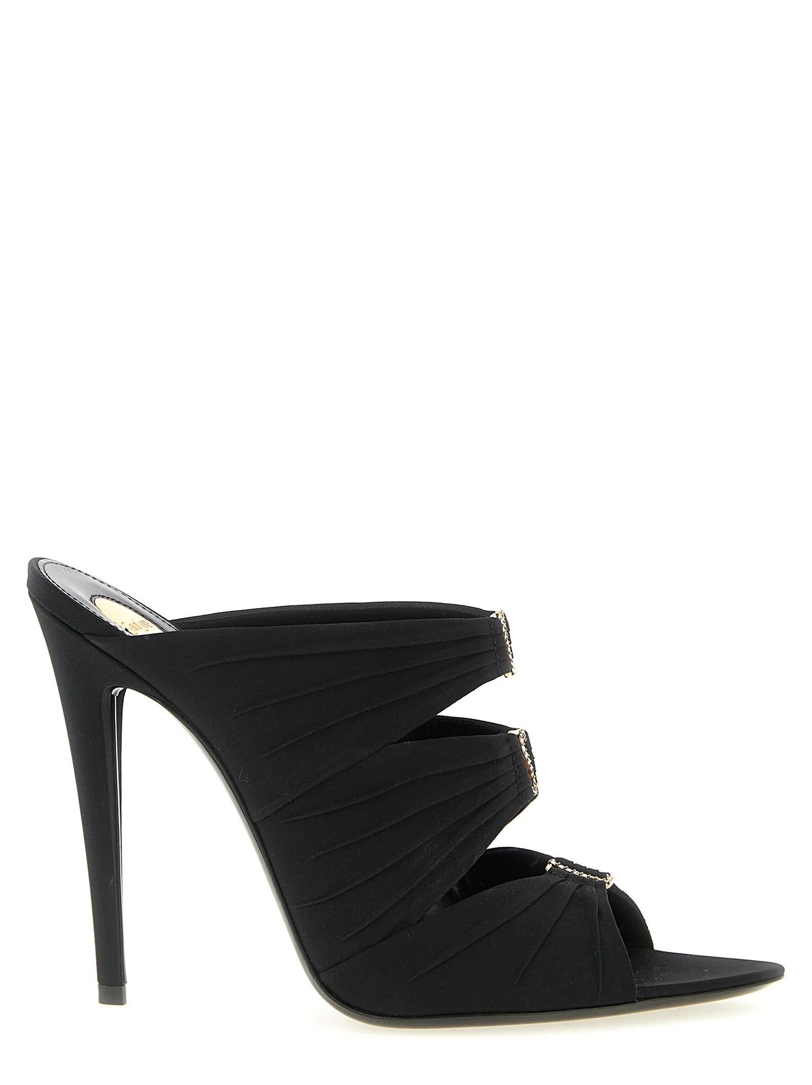 Mules Emilie Saint Laurent Preto Viscose Sandália
