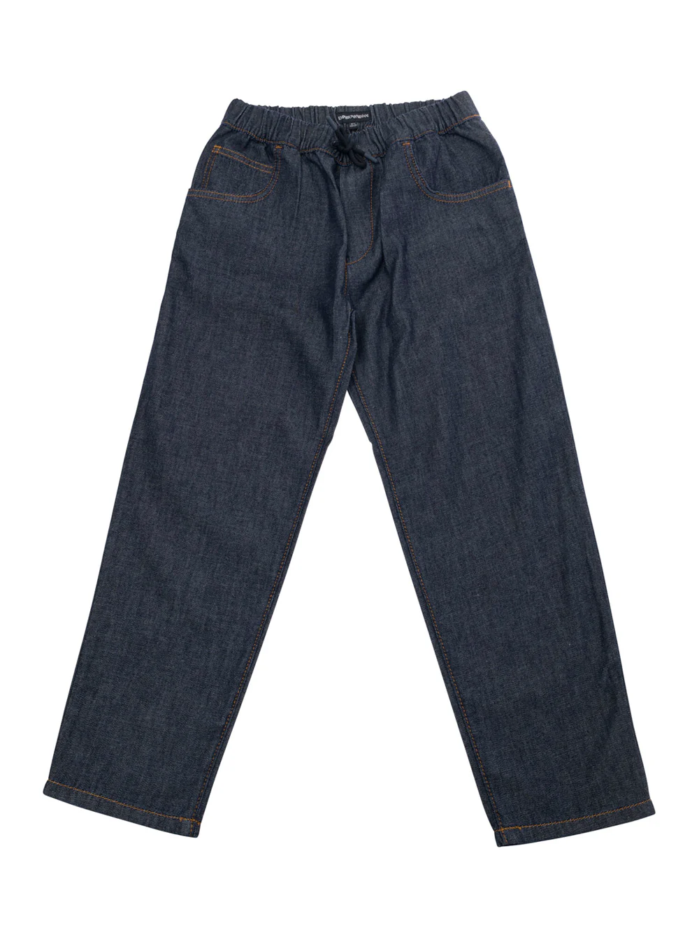 Calças Azuis Emporio Armani Kids com Cinto Elástico e Bordado de Logotipo na Parte de Trás, Jeans Azul para Menino em Algodão