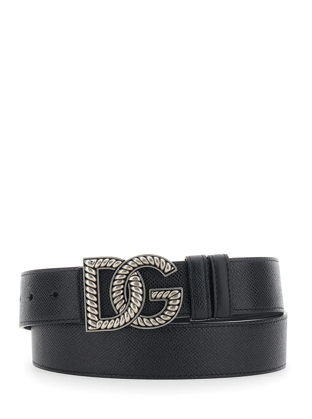Cinto Preto Dolce & Gabbana com Placa com Logotipo na Frente em Couro para Homens Calf
