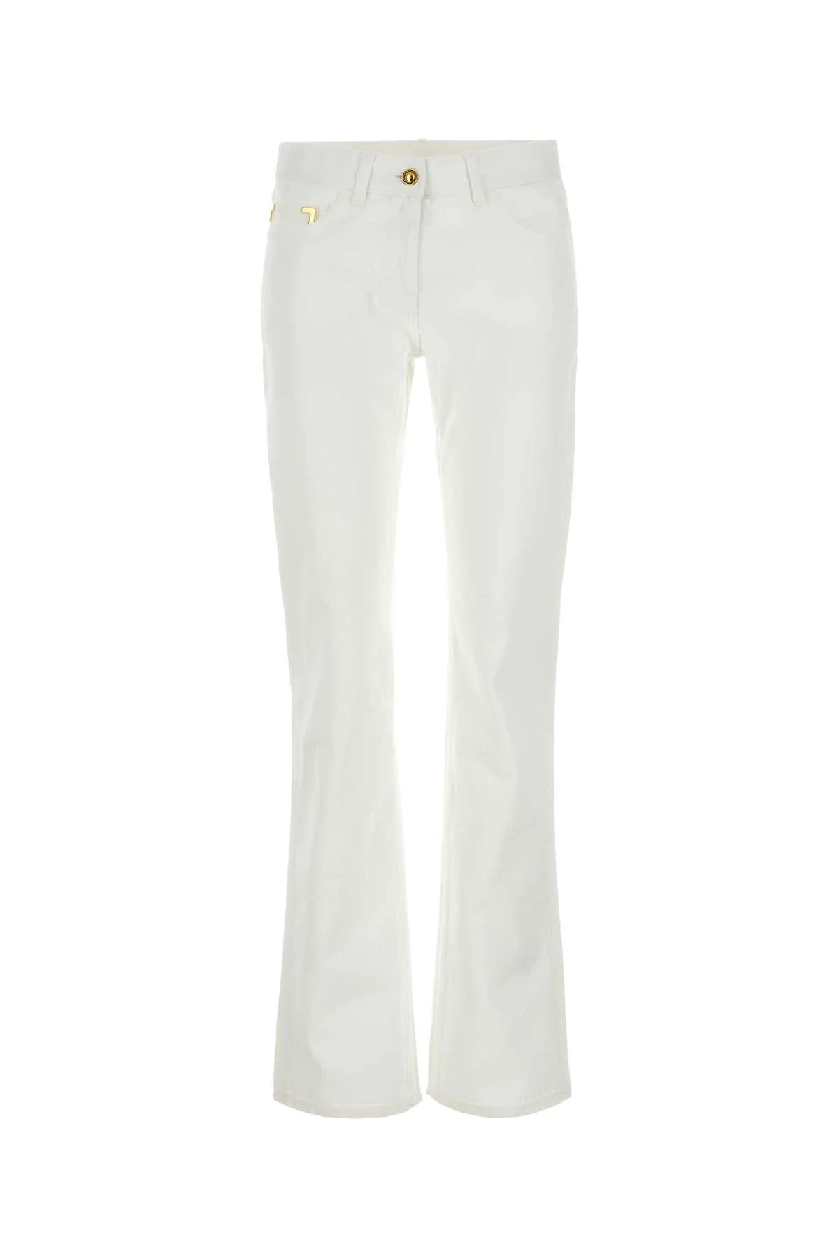 Palm Angels Whiteoffwhite Exterior: Jeans de Algodão Palm Angels Whiteoffwhite Exterior: Jeans de Algodão