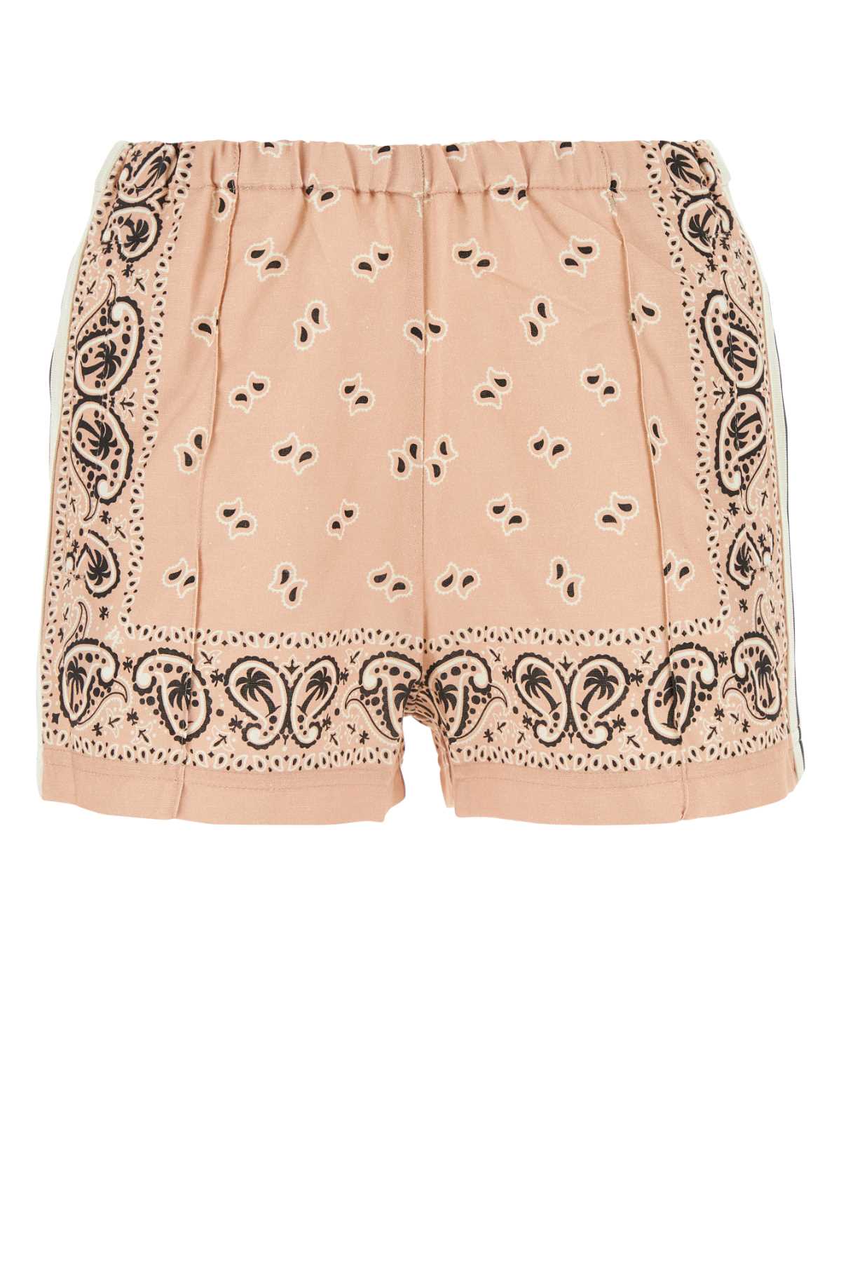 Palm Angels Pinkoffwhite Exterior: Calça Curta de Linho e Algodão Palm Angels Pinkoffwhite Exterior: Calça Curta de Linho e Algodão