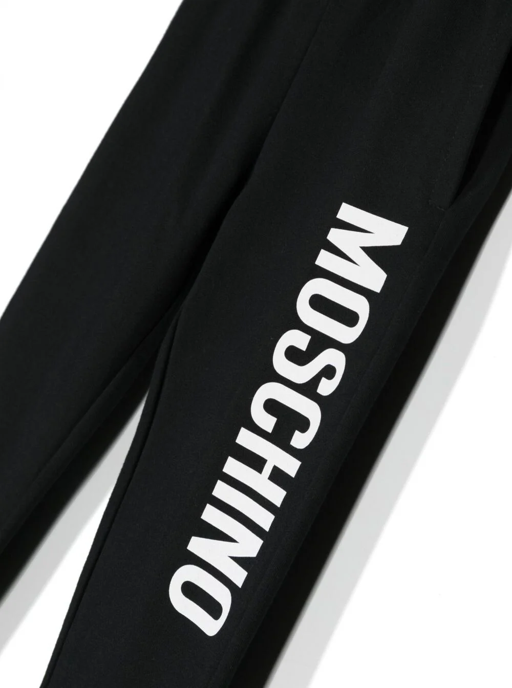 Calças de Treino Moschino Kids Pretas com Logotipo Maxi Contraste em Algodão Elástico para Menino