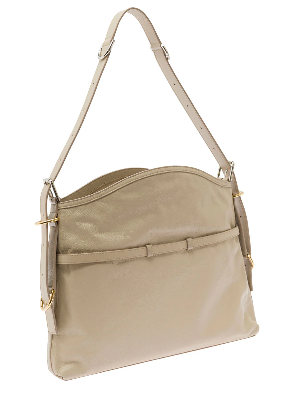 Bolsa de Ombro Givenchy Voyou Bege com Logotipo em relevo em Couro Macio para Mulher