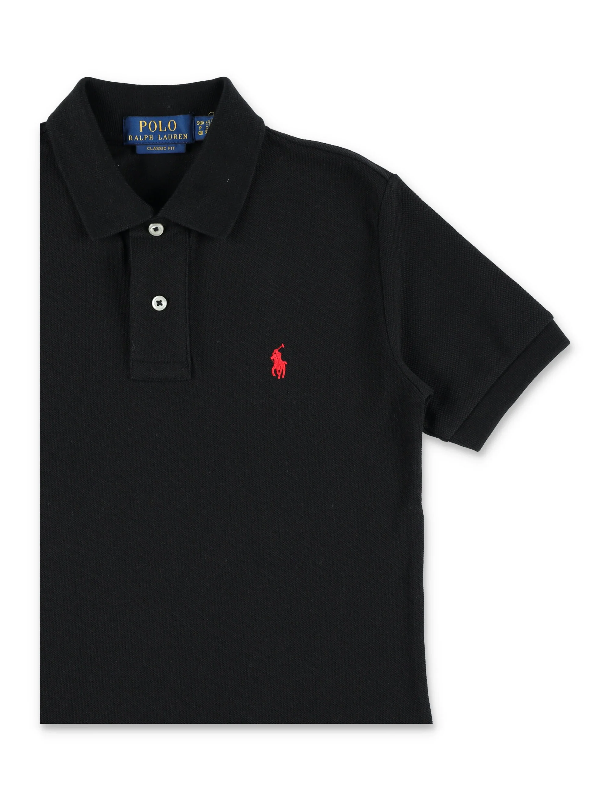 Camiseta de Piquet de Algodão Slim Fit Kids Polo Ralph Lauren Preto