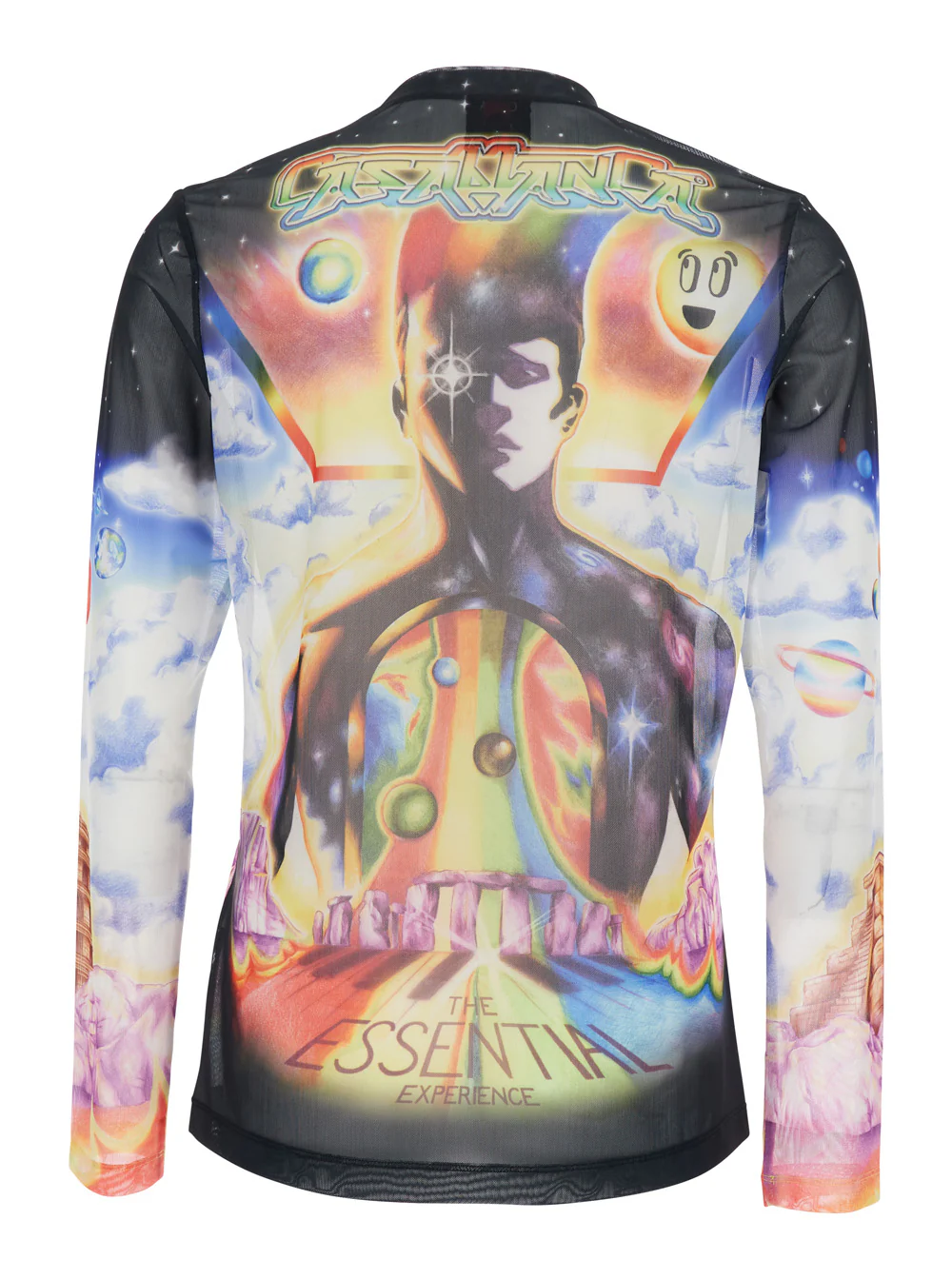 Camiseta de Manga Comprida Casablanca com Gola Redonda e Estampa em Toda a Superfície em Tecido Multicolor Stretch Tech para Homens Poliéster Elastano Jersey