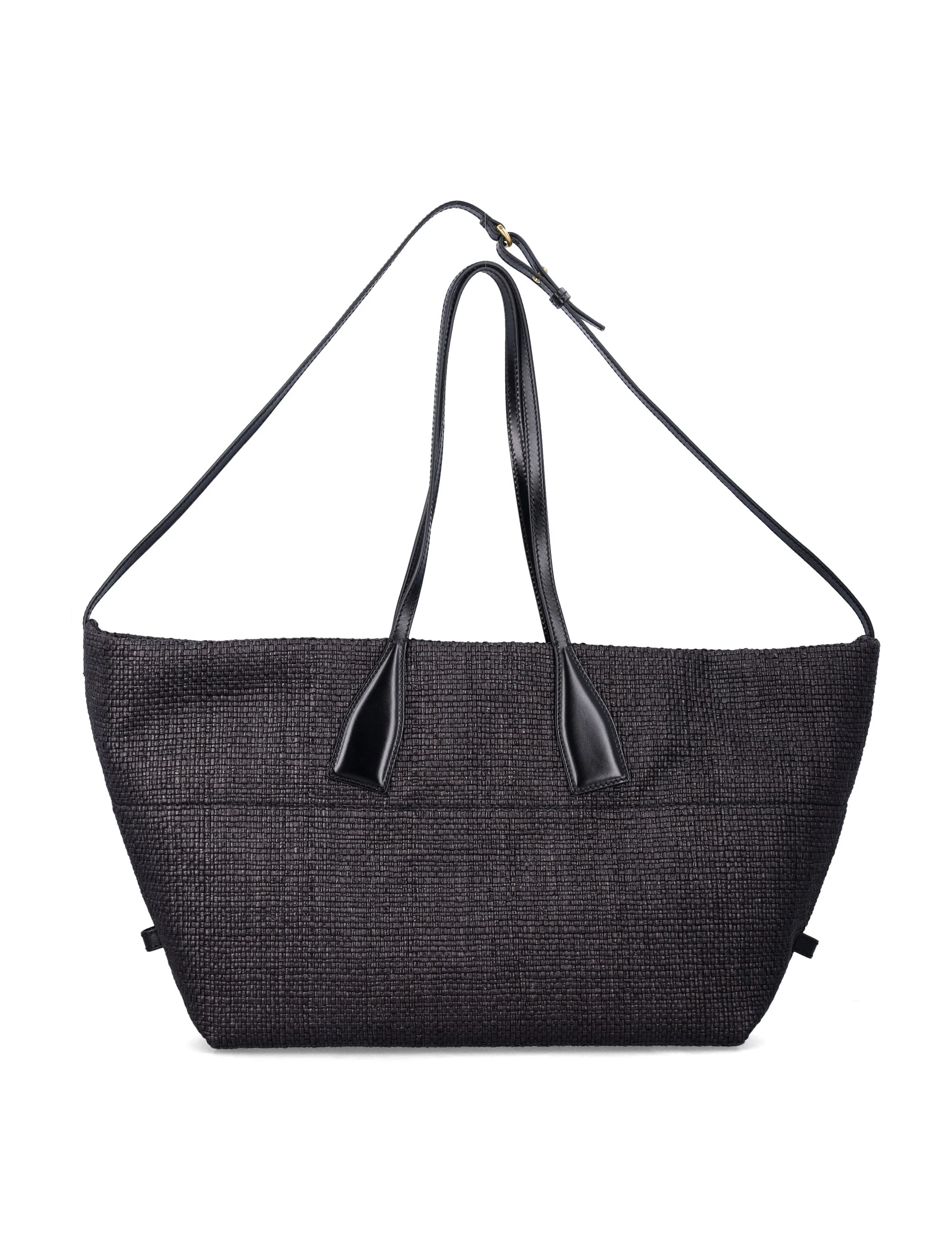 Bolsa Tote Balmain Track em rafia Preto Trimado em Poliamida