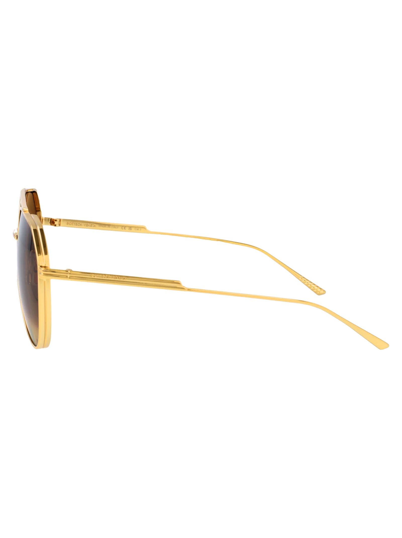 Óculos de Sol Metálicos Gold-Gold-Marrom Bottega Veneta Bv1465s