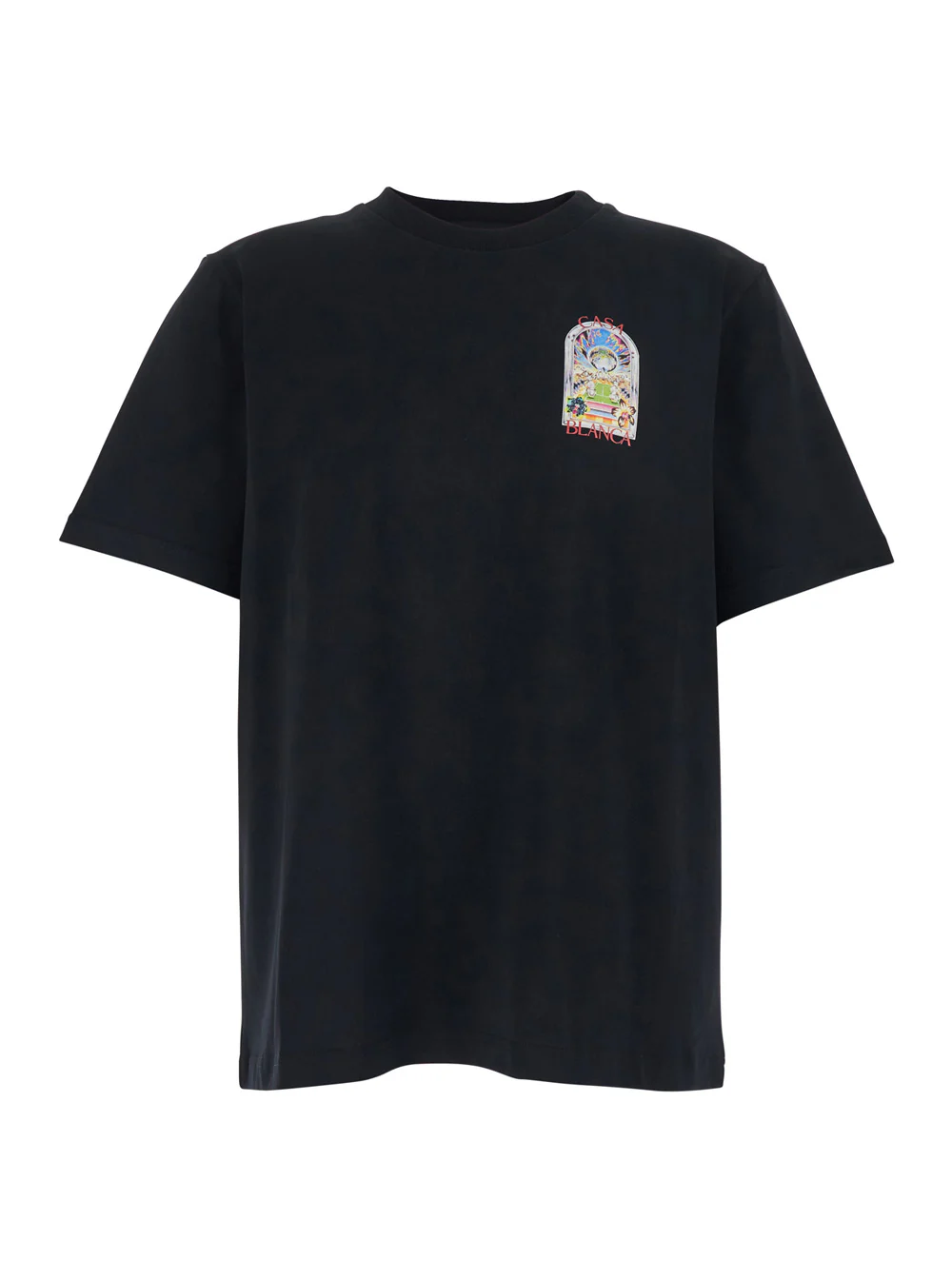 Camiseta Preta Casablanca com Detalhe de Logotipo na Frente e Logotipo Maxi nas Costas em Algodão para Homens Camisetas Camisetas Polo Camiseta Preta Casablanca com Detalhe de Logotipo na Frente e Logotipo Maxi nas Costas em Algodão para Homens Camisetas Camisetas Polo