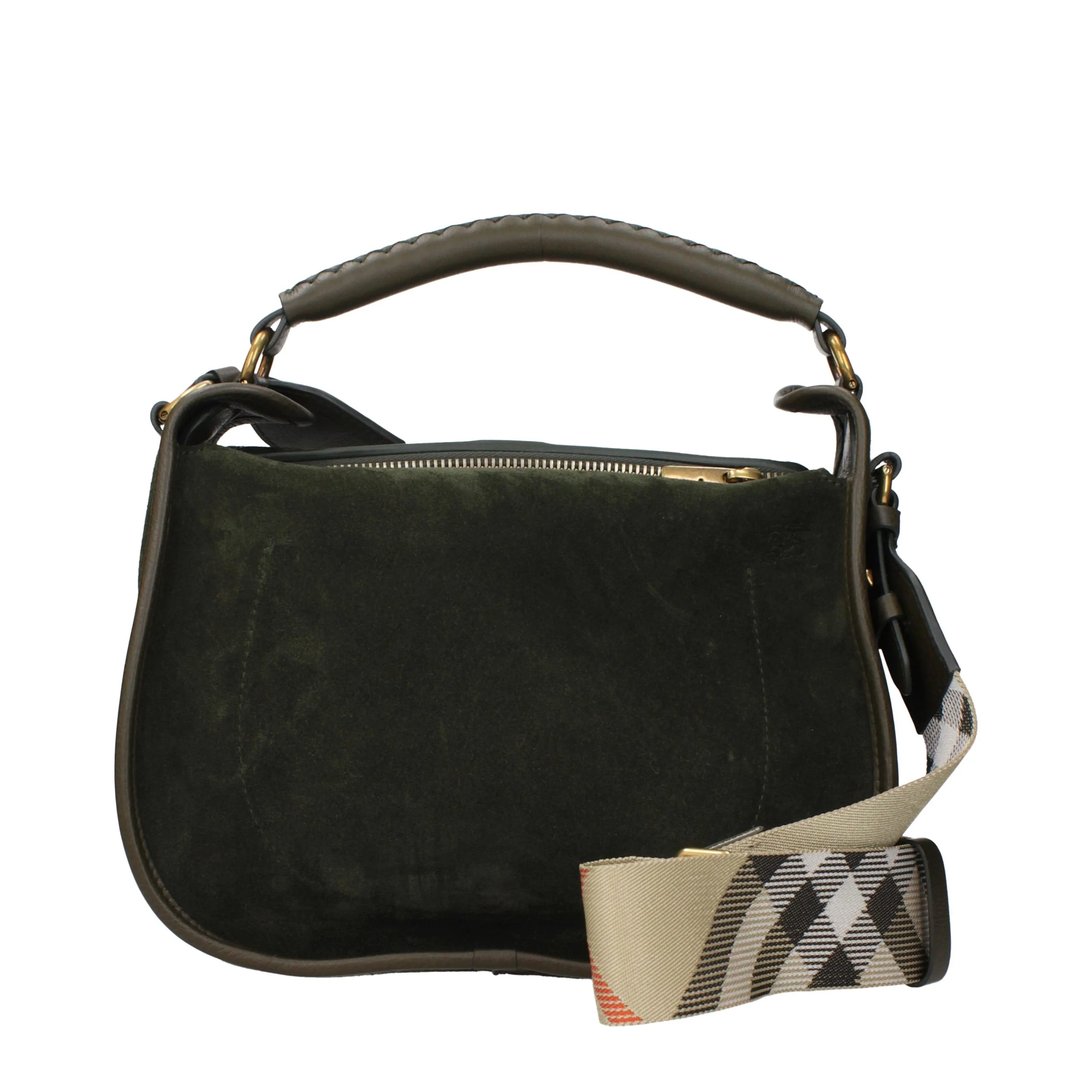 Bolsa de Mão de Couro Verde Burberry
