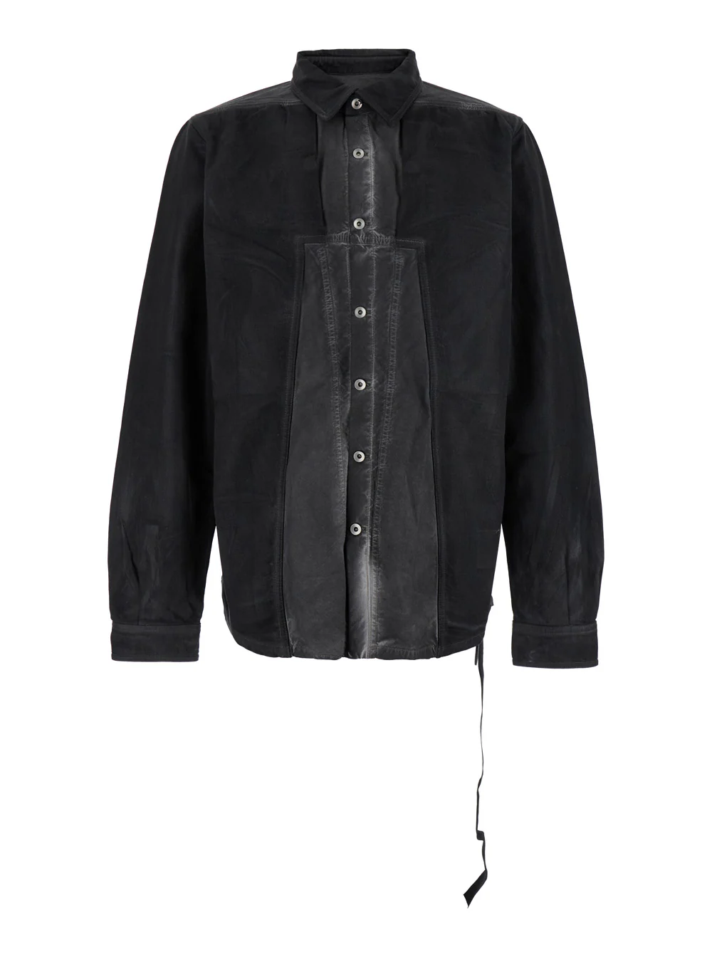 Camisa Drkshdw Cinza Rachado com Gola Clássica e Efeito Desbotado em Camisas de Homem de Algodão
