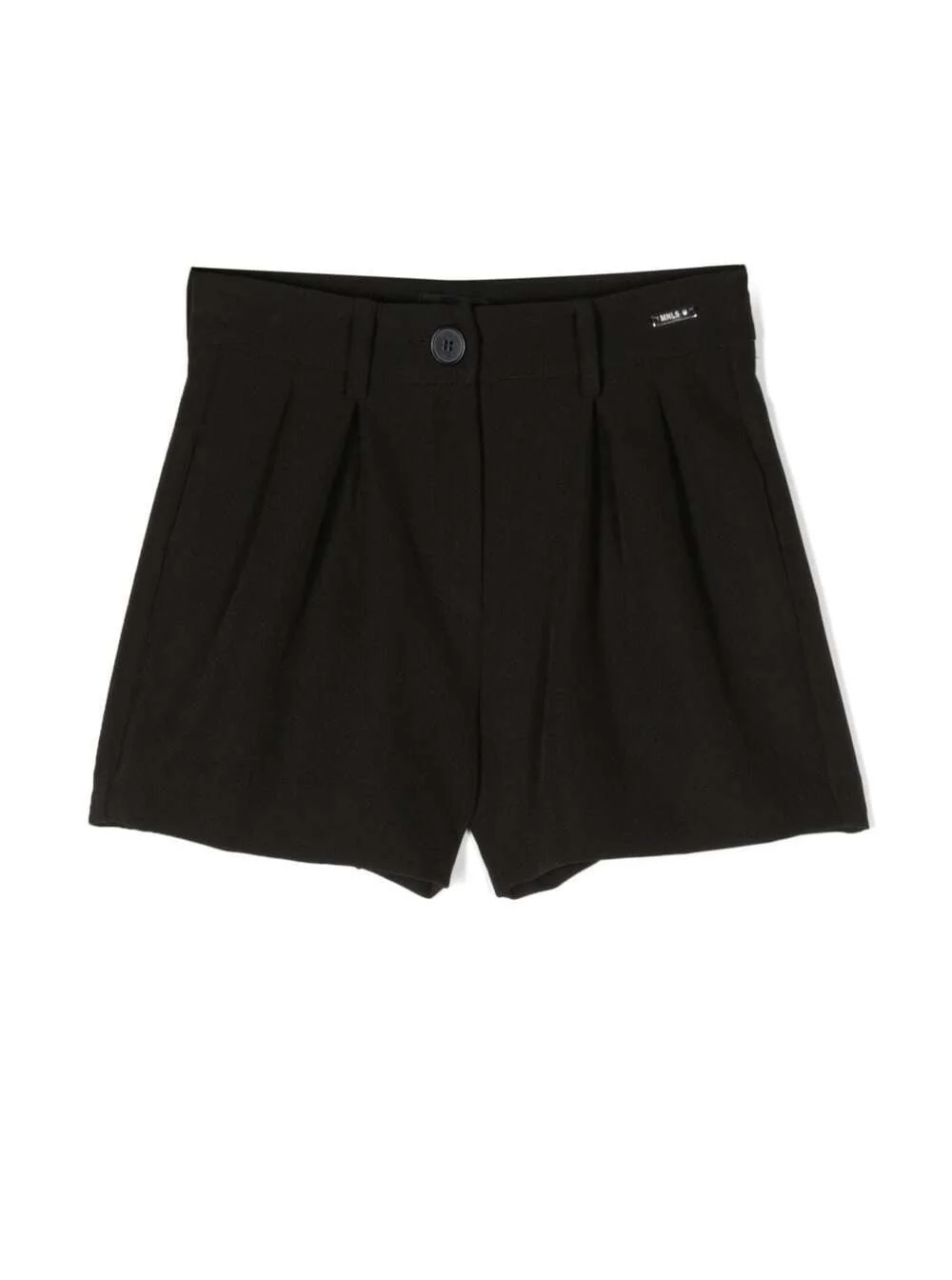 Bermudas Infantil Pretas Monnalisa com Pences e Detalhe de Logotipo Tecido Elástico Menina Poliéster Elastano
