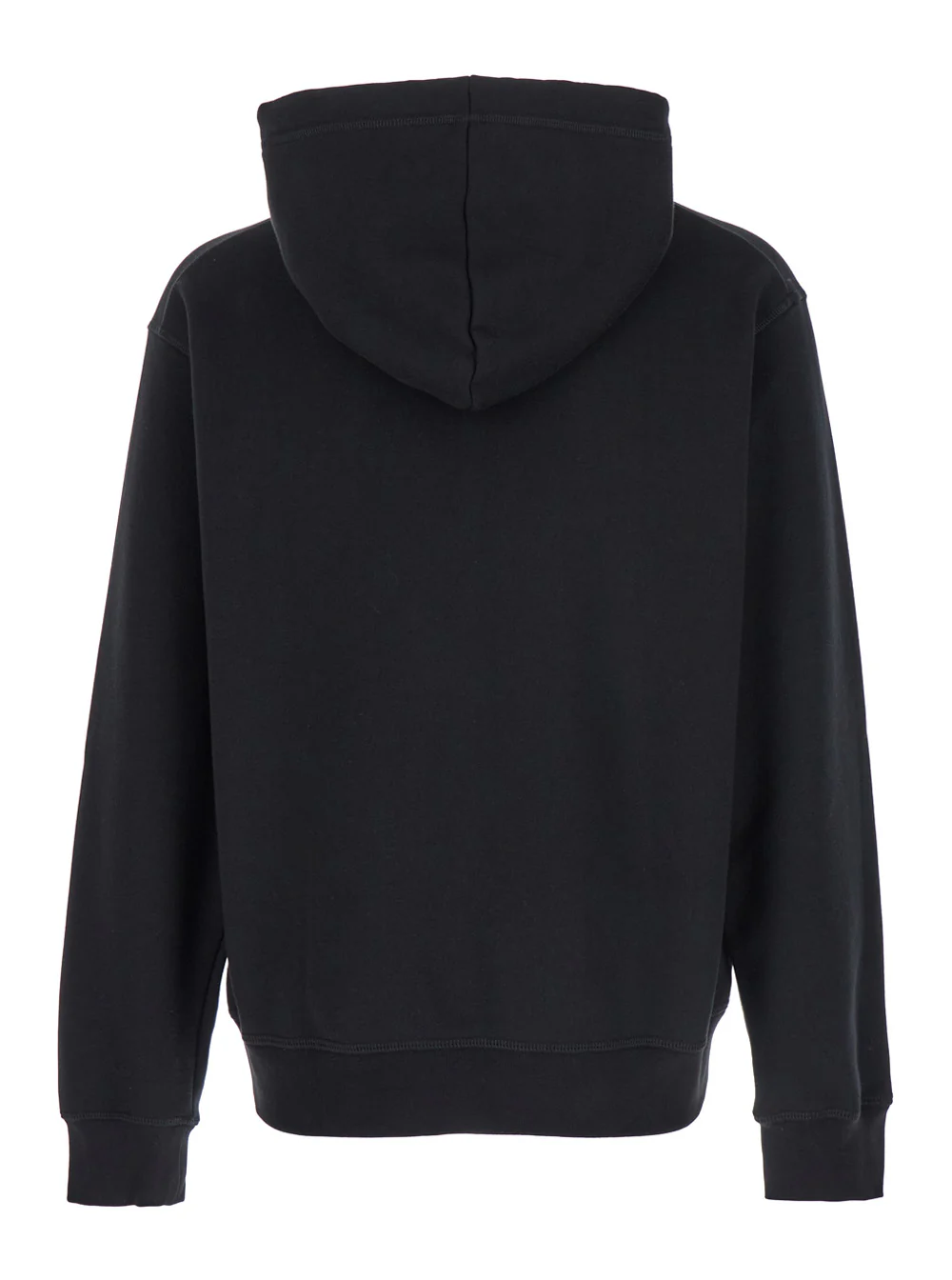 Moletom Preto Dsquared2 com Capuz com Cordão e Estampa Maxi na Frente em Moletom de Algodão
