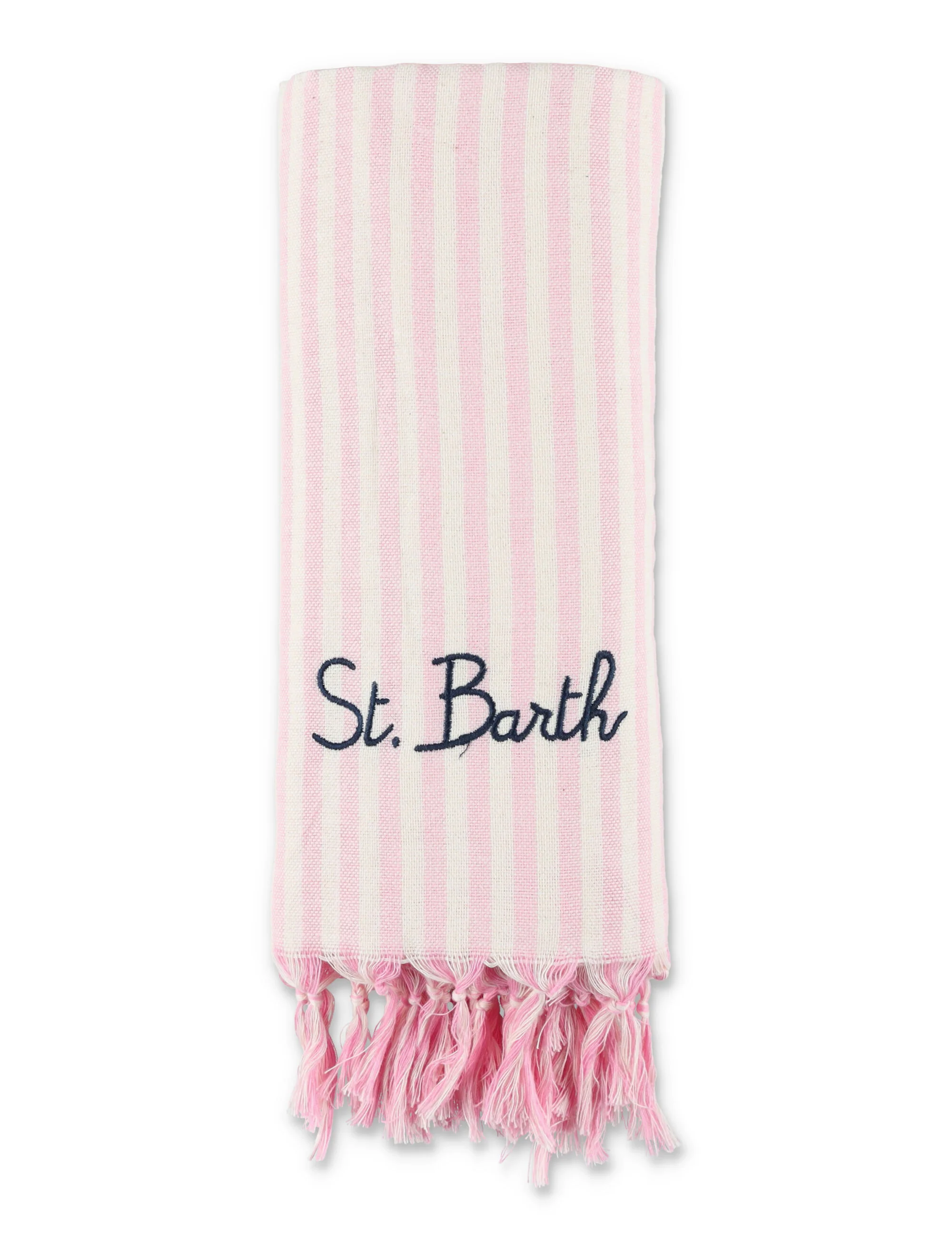 Toalha de Praia Listrada Branca e Rosa para Meninas Mc2 Saint Barth Algodão