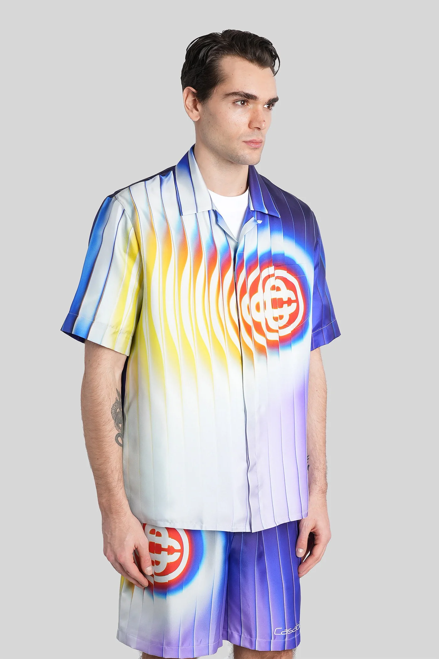 Camisa Casablanca em seda azul Roupas