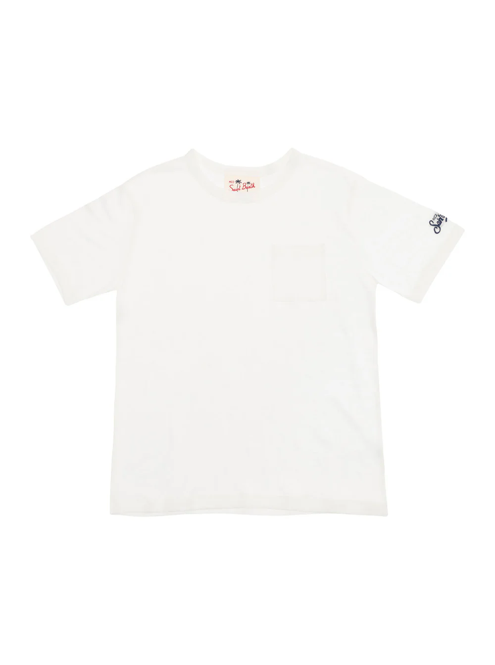 Camiseta Mc2 Saint Barth Kids Alex Branca com Bolsinho Jersey Menino Camisetas de Linho e Camisetas Polo