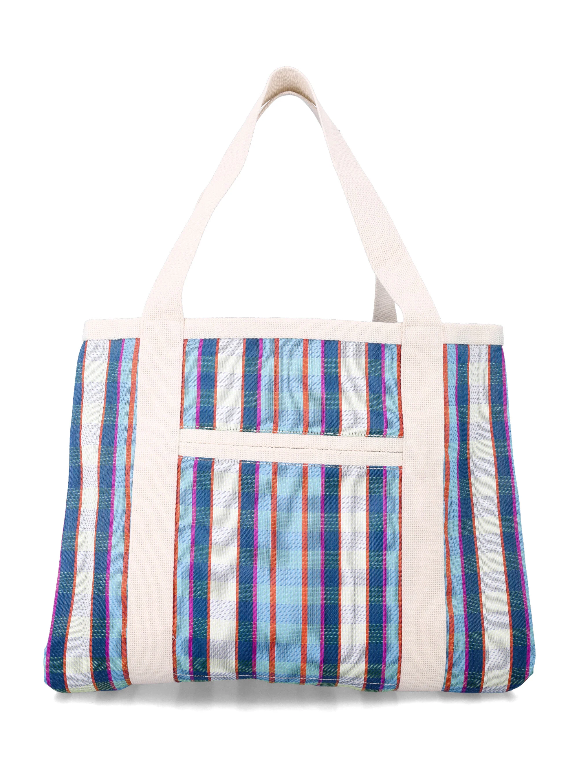Isabel Marant Darwen Bolsa de Ombro Listrada Torquise Giz