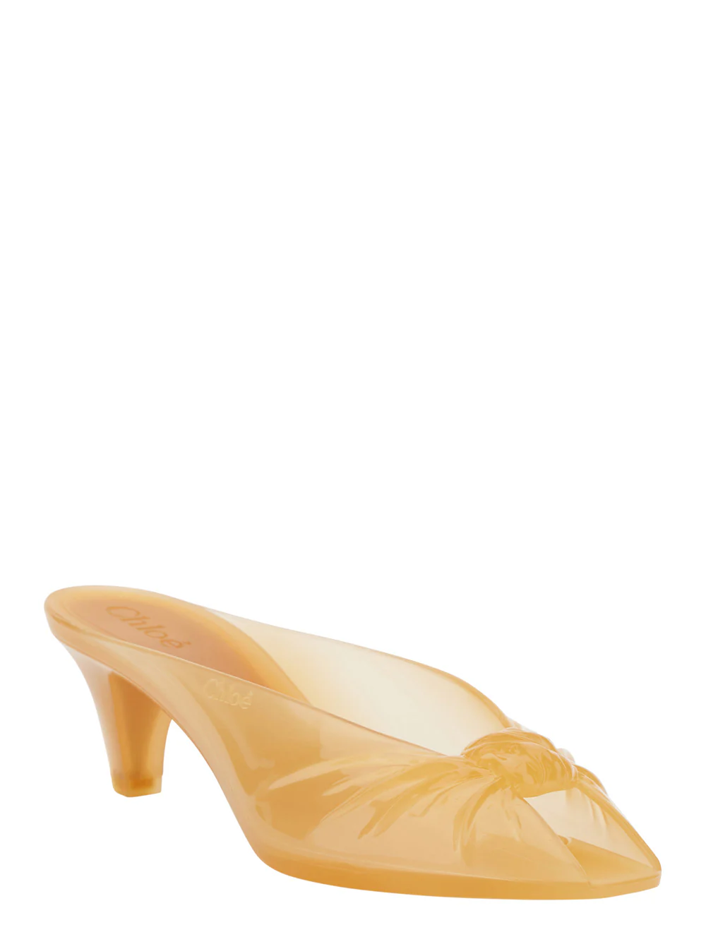 Sandalhas Chloé Azia com Tirantes Moldados em Couro com Brilho Dourado para Mulher Salto Laranja