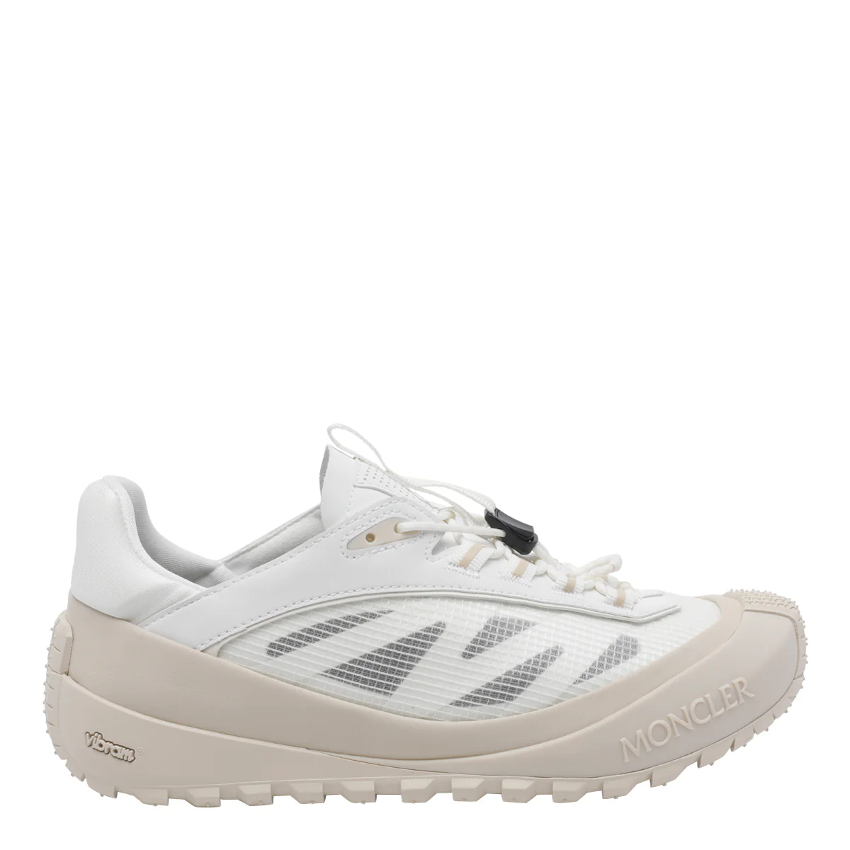 Sapatilhas Moncler Brancas de Couro Tecido Sola de Borracha Sapatilhas Moncler Brancas de Couro Tecido Sola de Borracha