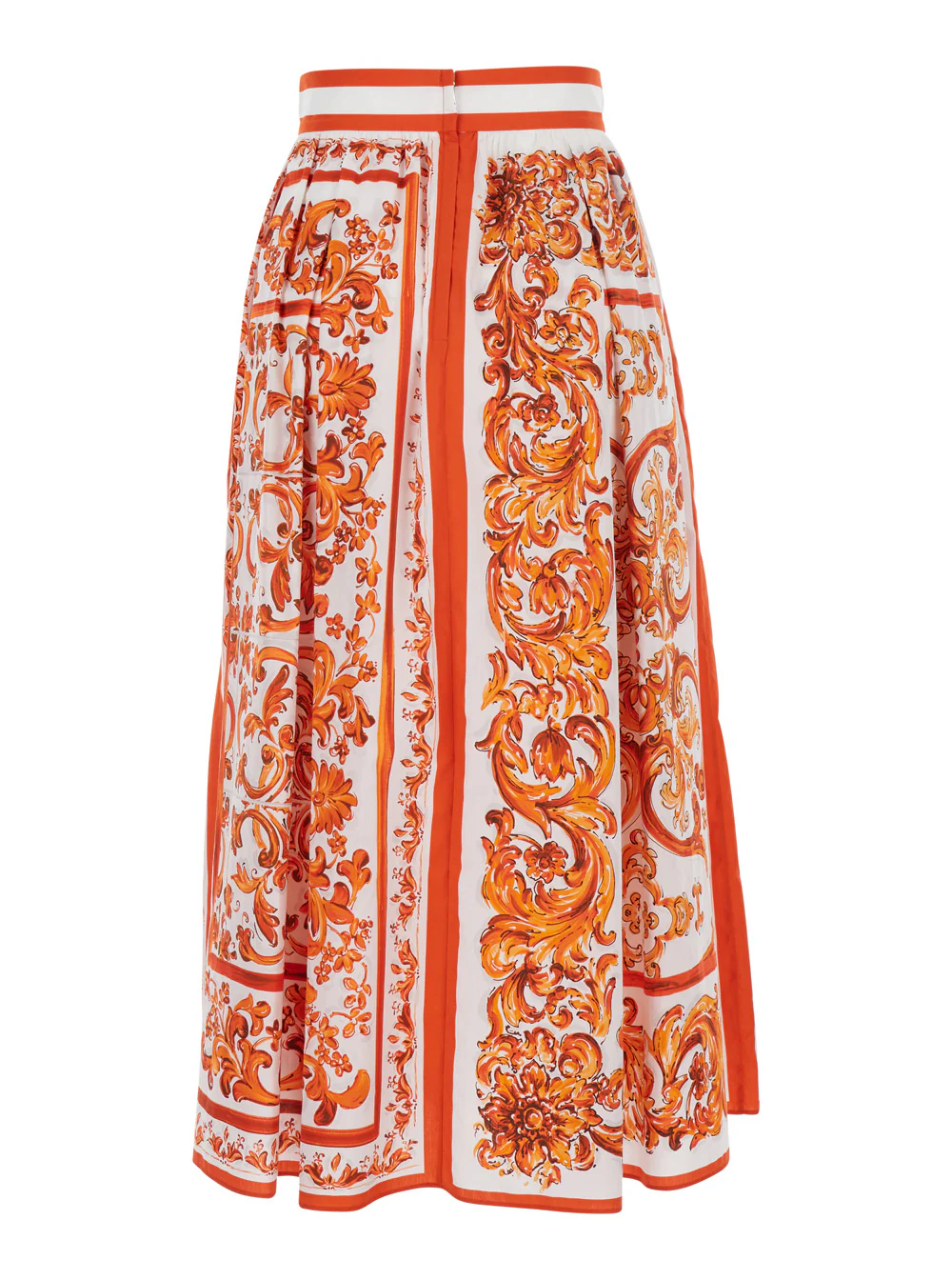 Saia Midi Maiolica Dolce & Gabbana Laranja Saia Midi Maiolica Dolce & Gabbana Laranja