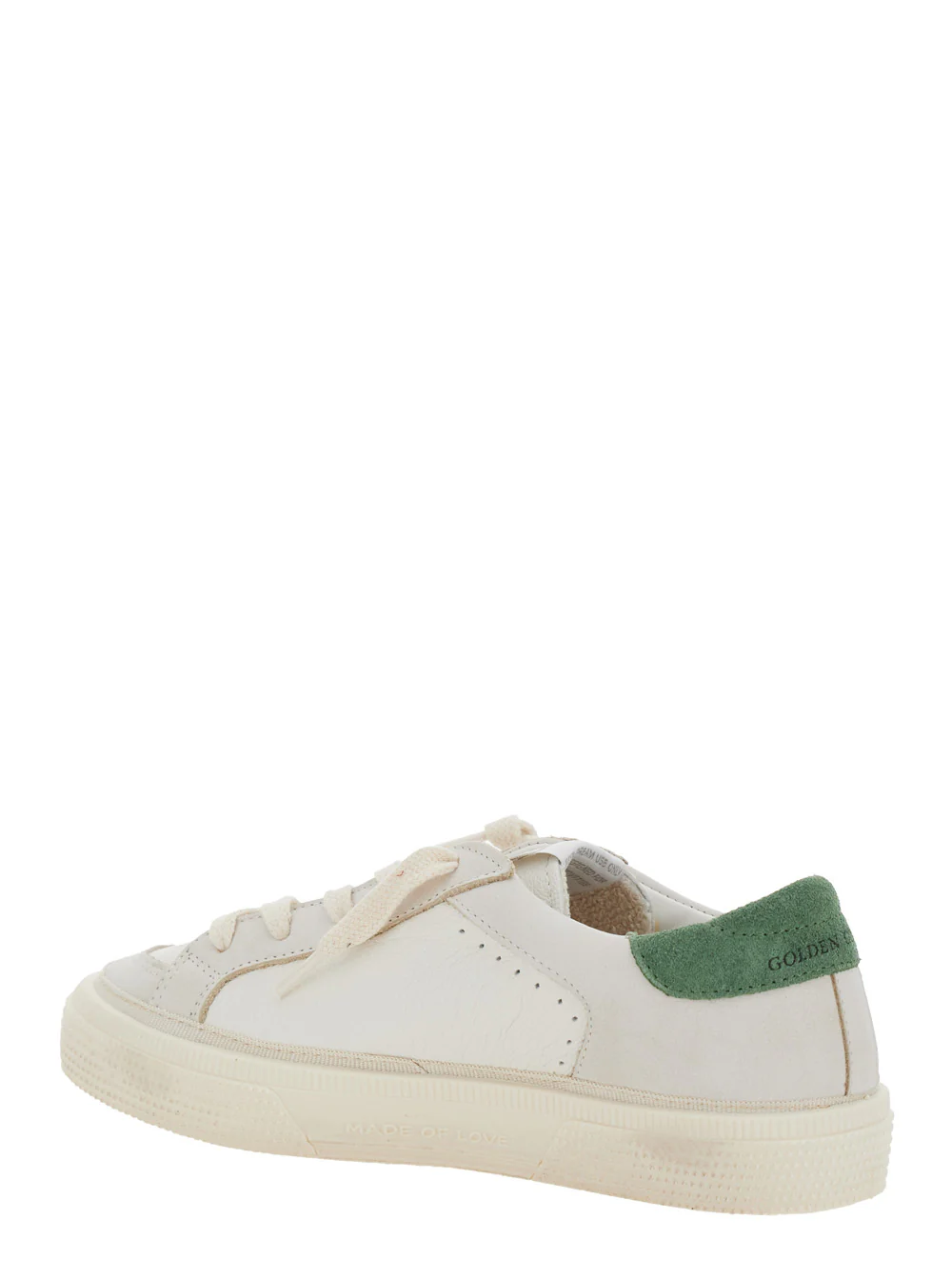 Sapatilhas Baixas Brancas para Crianças Golden Goose com Patch de Estrela no Lado e Letras de Logotipo em Contraste no Salto em Couro de Cabra e Vaca