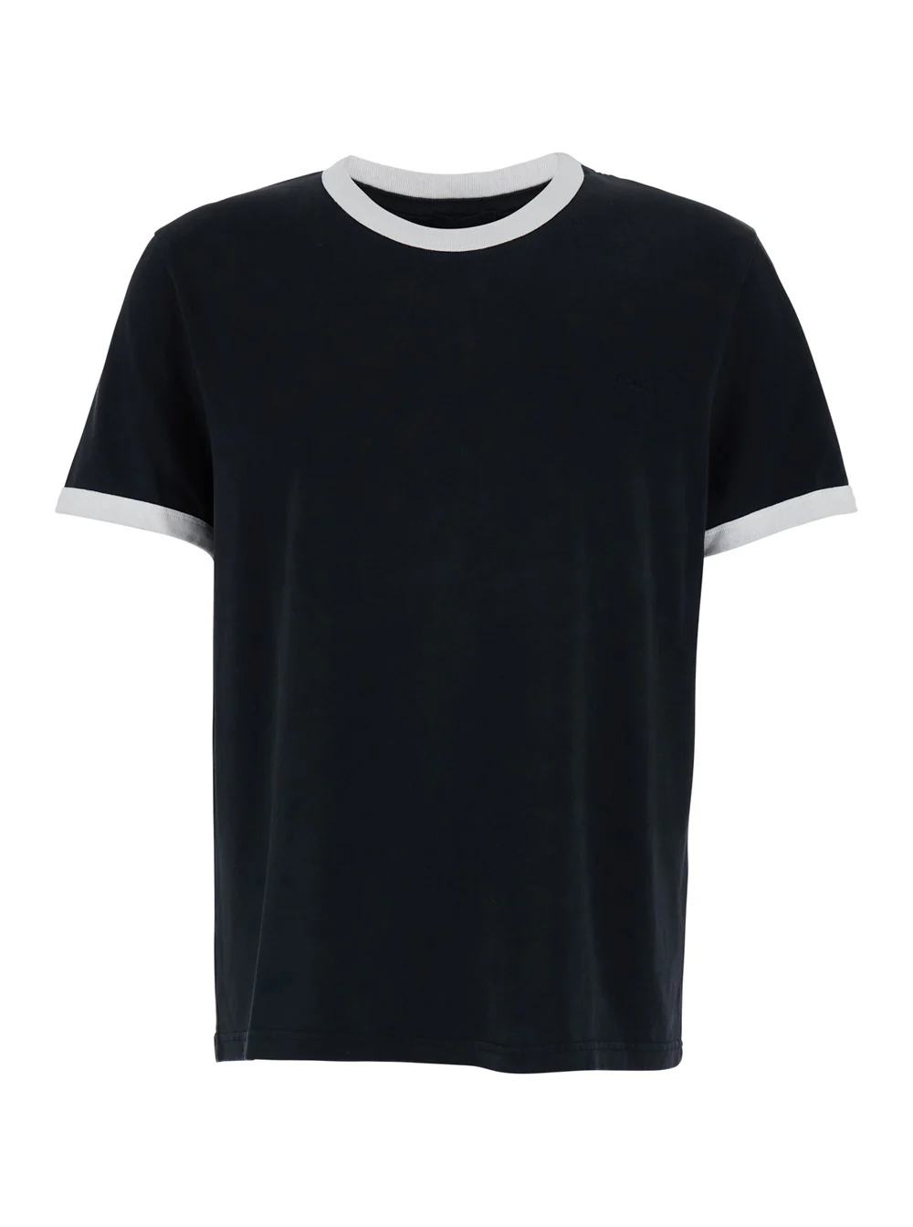 Camiseta Preta com Gola Redonda A.P.C. com Detalhes em Contraste em Algodão para Homens Camisetas Biológicas e Camisetas Polo