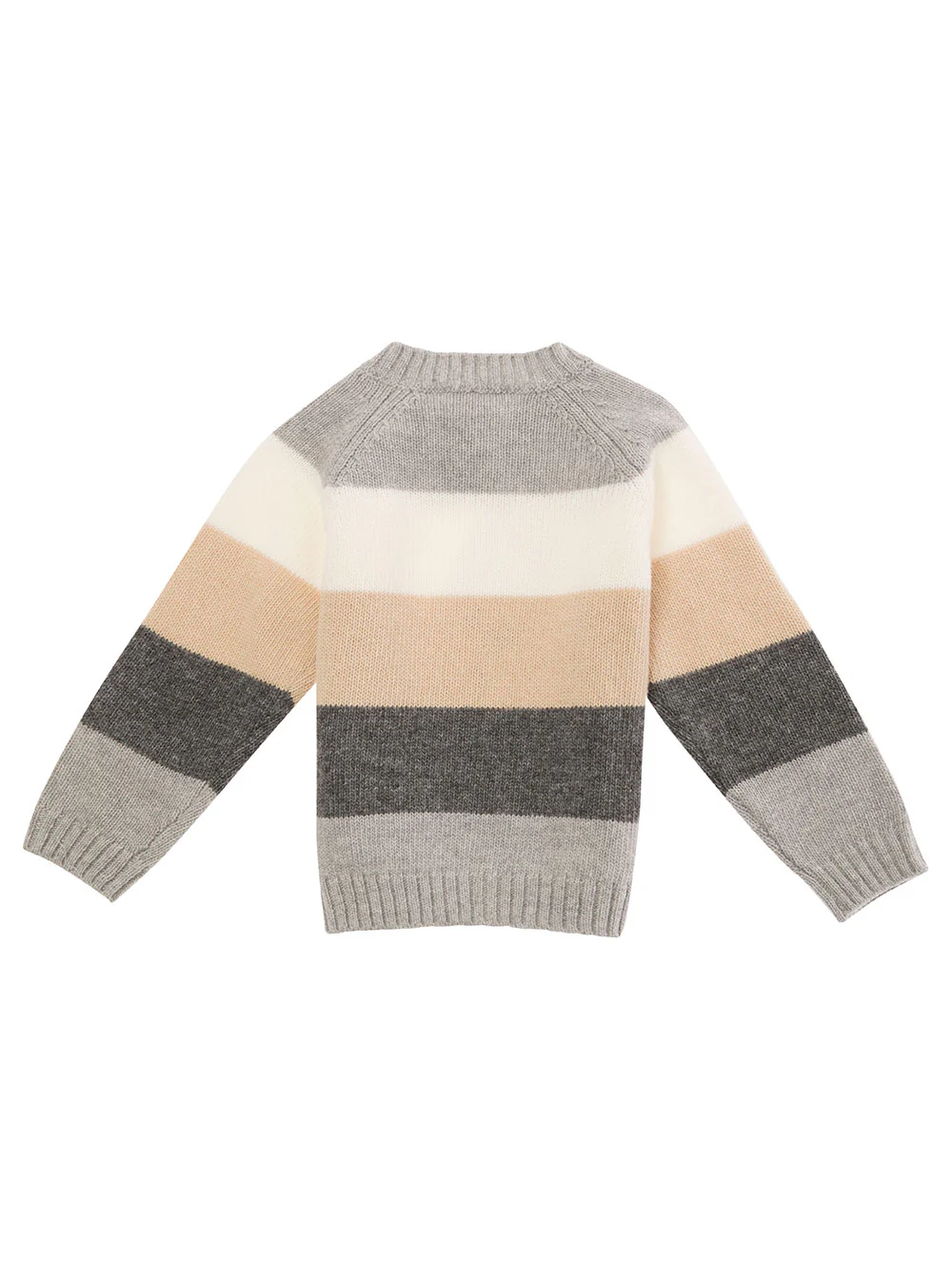 Suéter Il Gufo Kids Multicolor com Motivo de Listras e Botões de Malha de Lã Virgem para Bebê