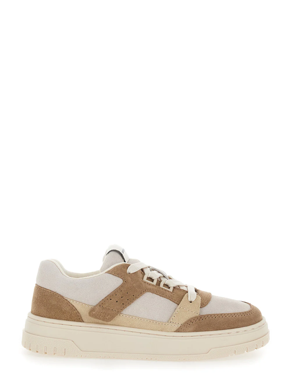 Sapatilha de Couro de Vaca Emporio Armani Kids - Bege com Parte Superior de Couro para Criança