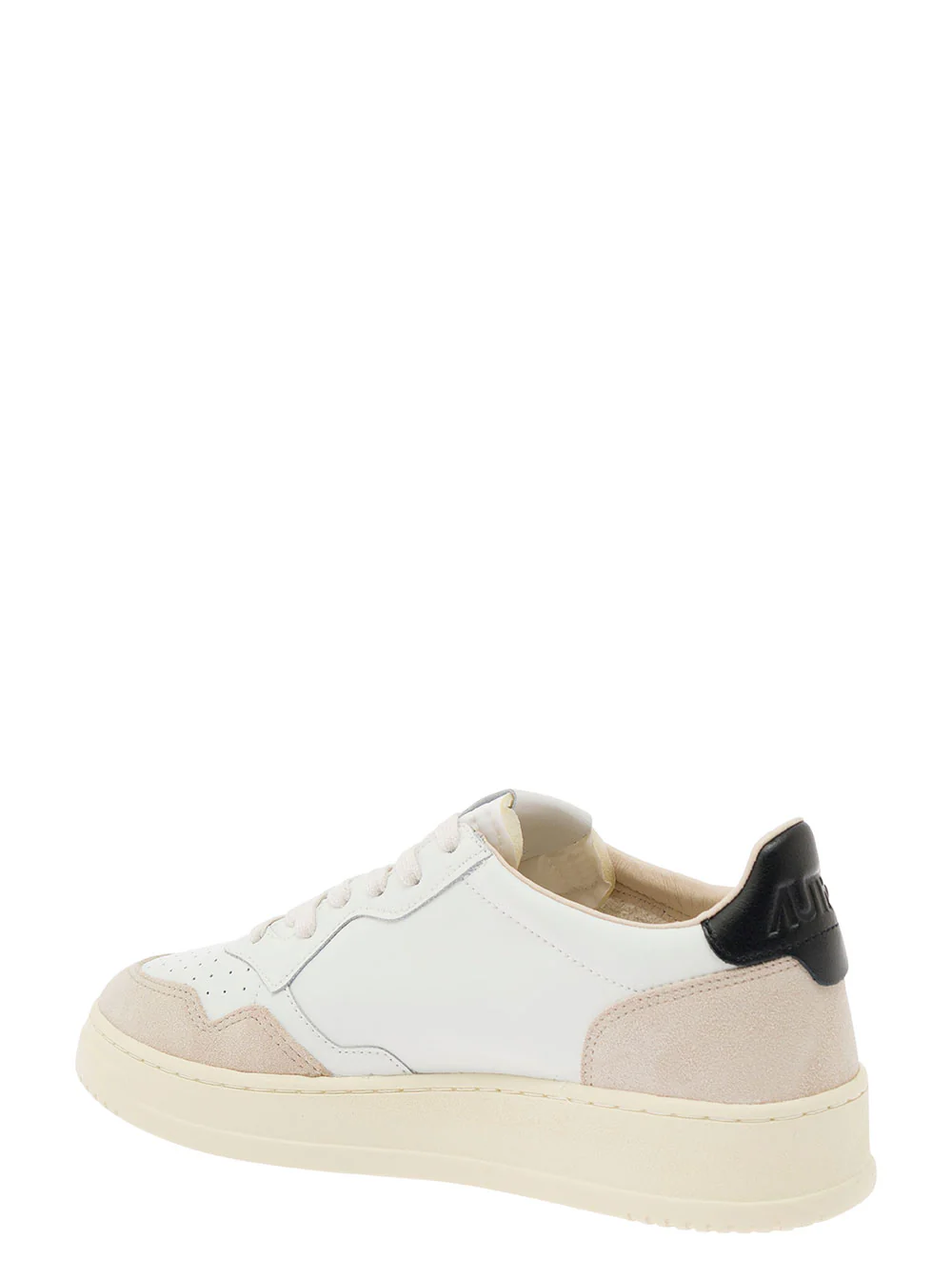 Sapatilha Autry Low Top Medalist com Detalhes em Camurça Bege e Couro Branco para Homens Sapatilha Autry Low Top Medalist com Detalhes em Camurça Bege e Couro Branco para Homens