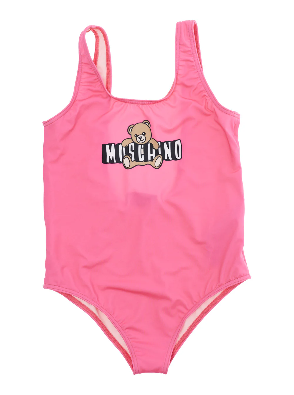 Biquíni Uma Peça MOSCHINO KIDS com Decote Quadrado e Estampa de Logotipo na Frente em Tecido Tech Rosa para Meninas Poliamida Elastano Praia
