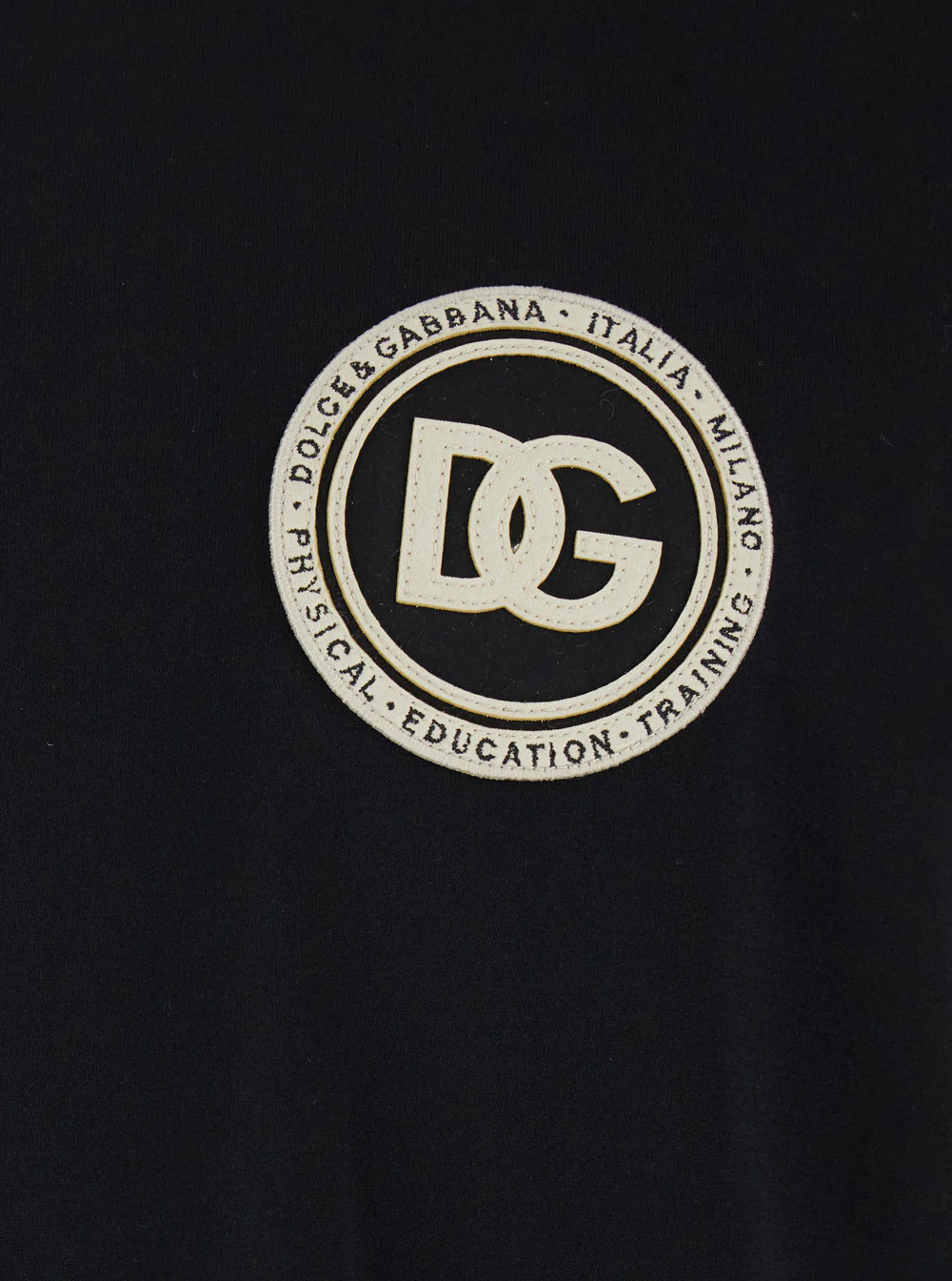 Camiseta masculina preta Dolce & Gabbana com bordado de logotipo na frente em algodão, Camisetas e Camisetas Polo Camiseta masculina preta Dolce & Gabbana com bordado de logotipo na frente em algodão, Camisetas e Camisetas Polo