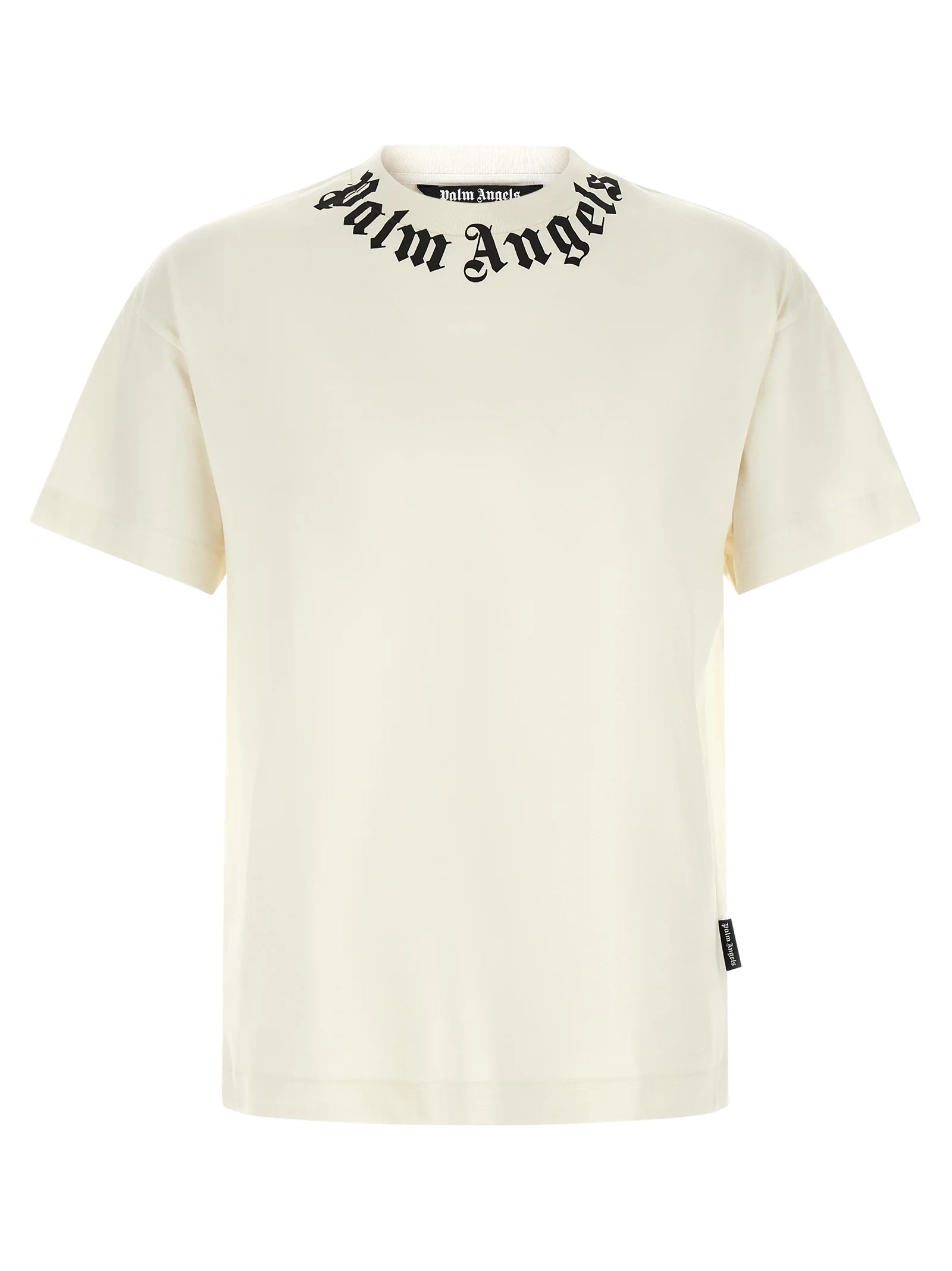 Camiseta de Algodão com Logo na Gola Palm Angels Branco/Preto