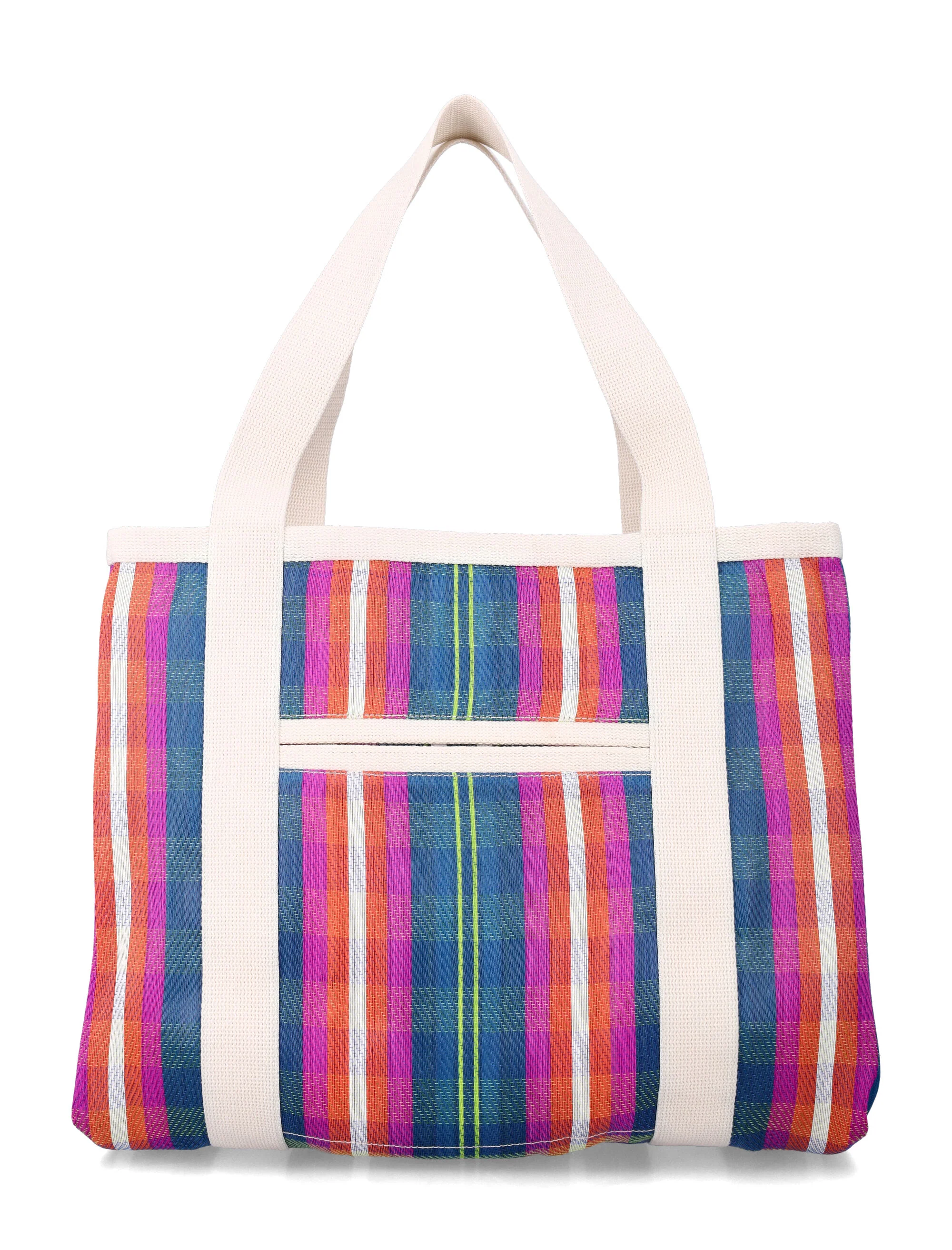 Isabel Marant Darwen Bolsa de Ombro Listrada Azul-Marinho Laranja Nylon