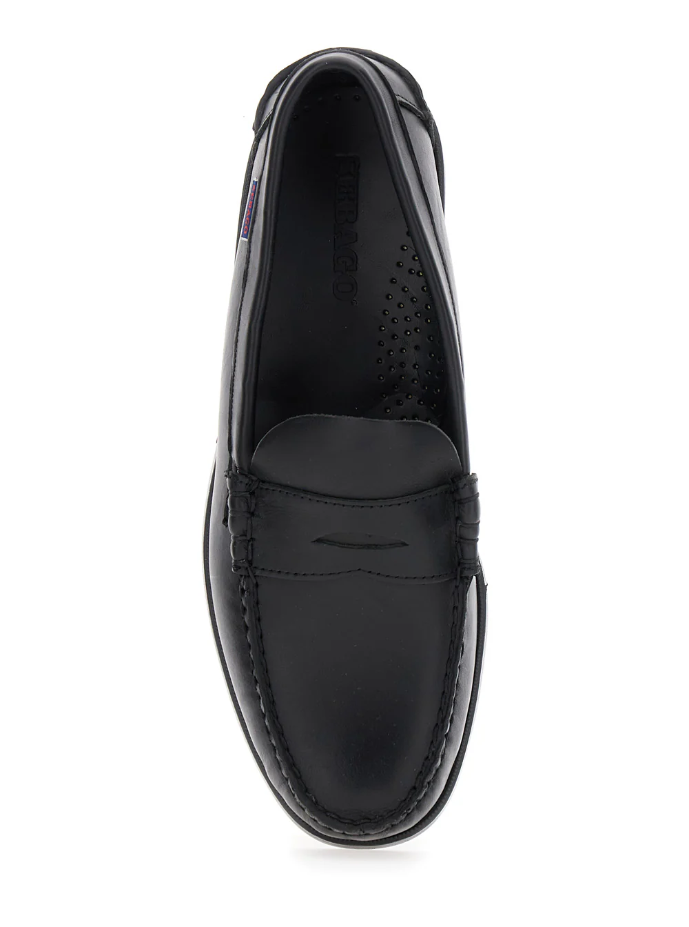 Mocassins Pretos Sebago Dolphin com Logotipo Lateral e Design Slip On de Couro para Homem