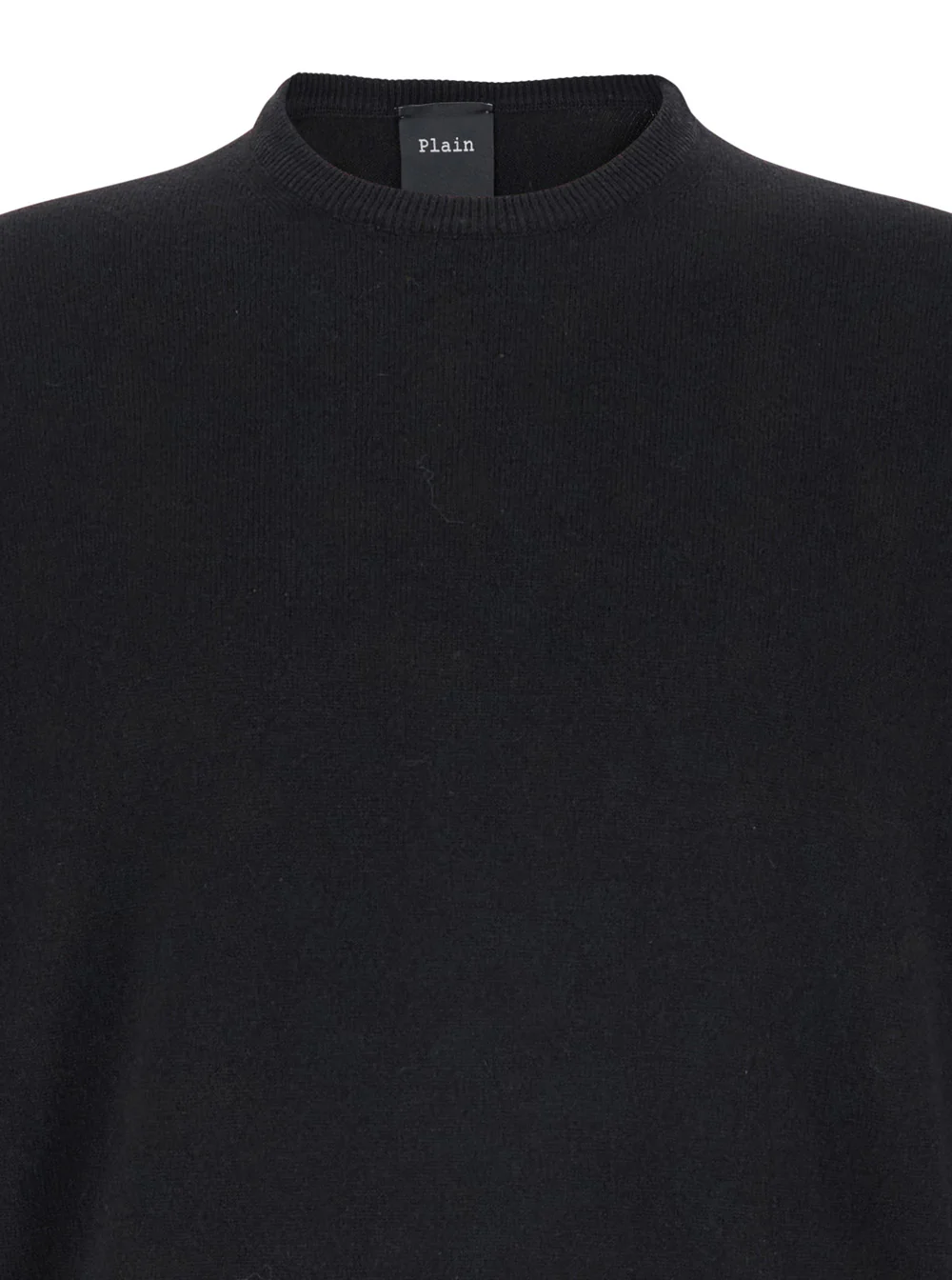 Suéter Preto Básico de Gola Redonda em Mistura de Lã de Merino e Seda para Homem, Malha de Merino e Cashmere