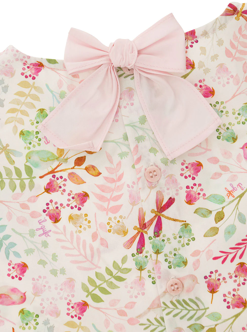 Conjunto de Menina de Camiseta Rosa e Calças com Estampa de Flores e Detalhe de Laço em Algodão Il Gufo Kids