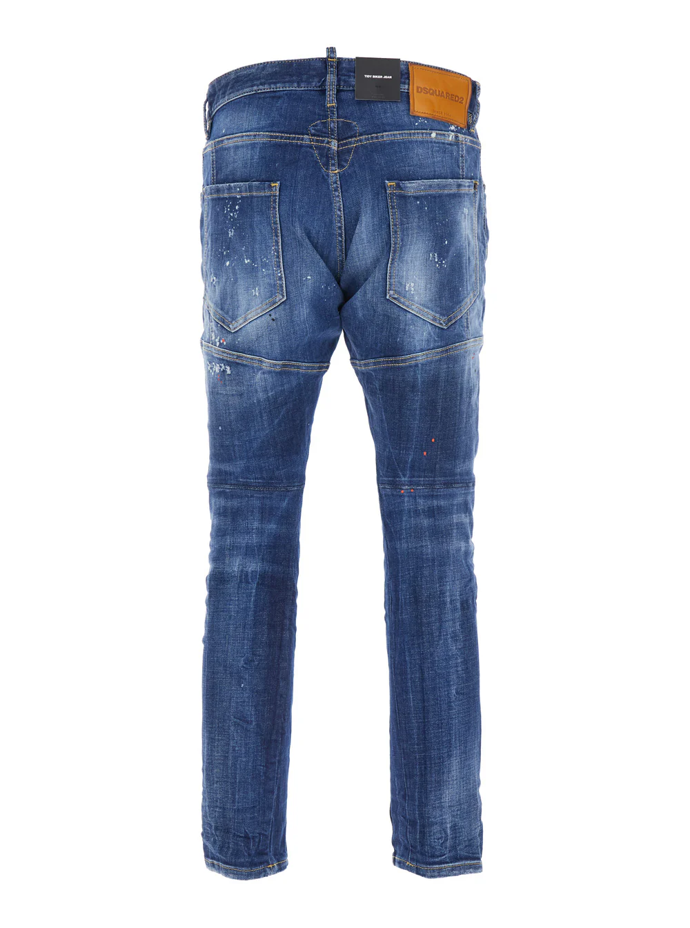 Calças Jeans Azuis Tidy Biker Dsquared2 com Detalhes de Pintura e Patch de Logotipo na Parte de Trás em Denim Homem Azul Algodão Elastano