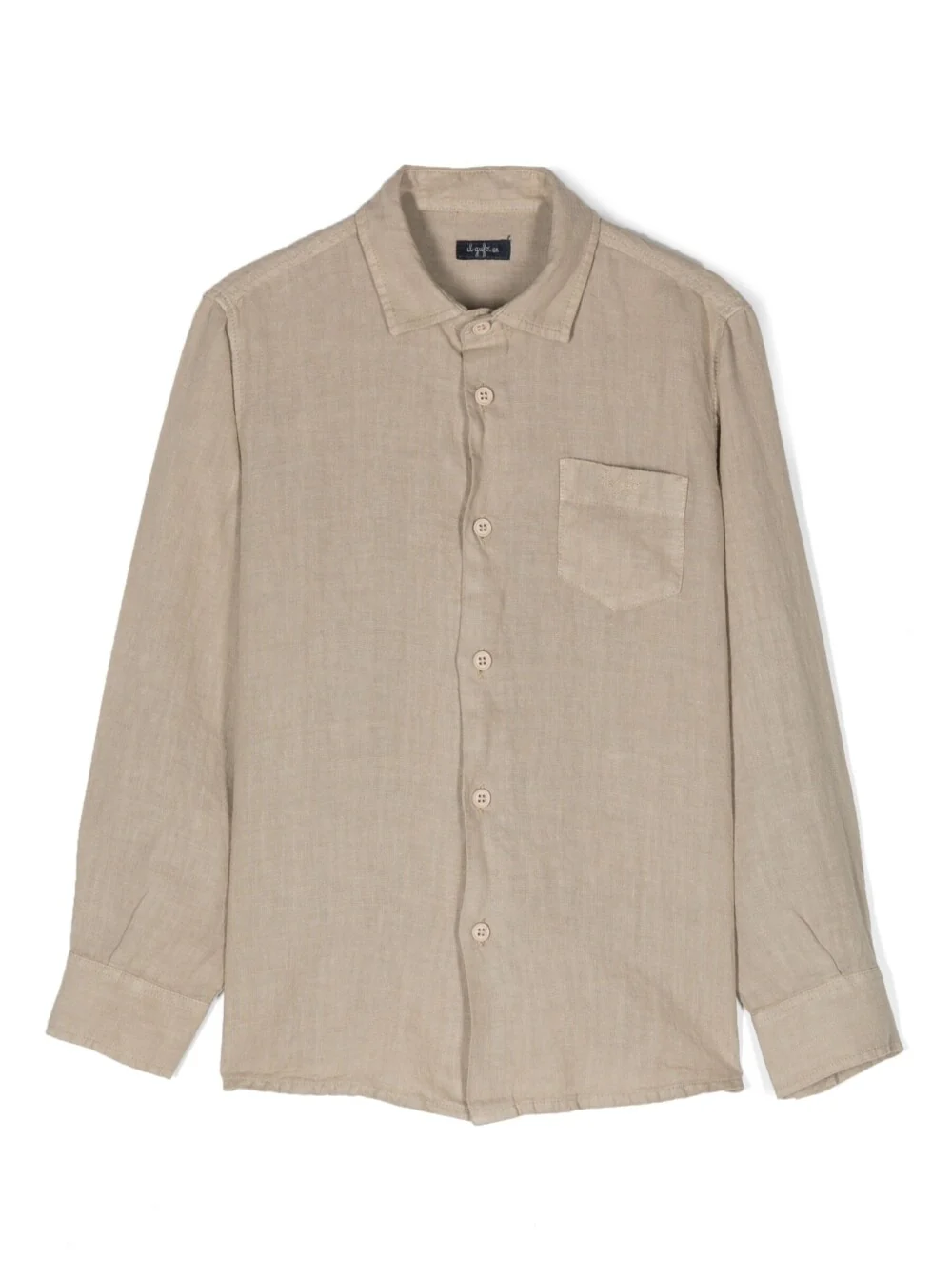 Camisa Infantil Il Gufo Bege de Manga Comprida com Botões Tonal de Linho para Meninos e Blusas