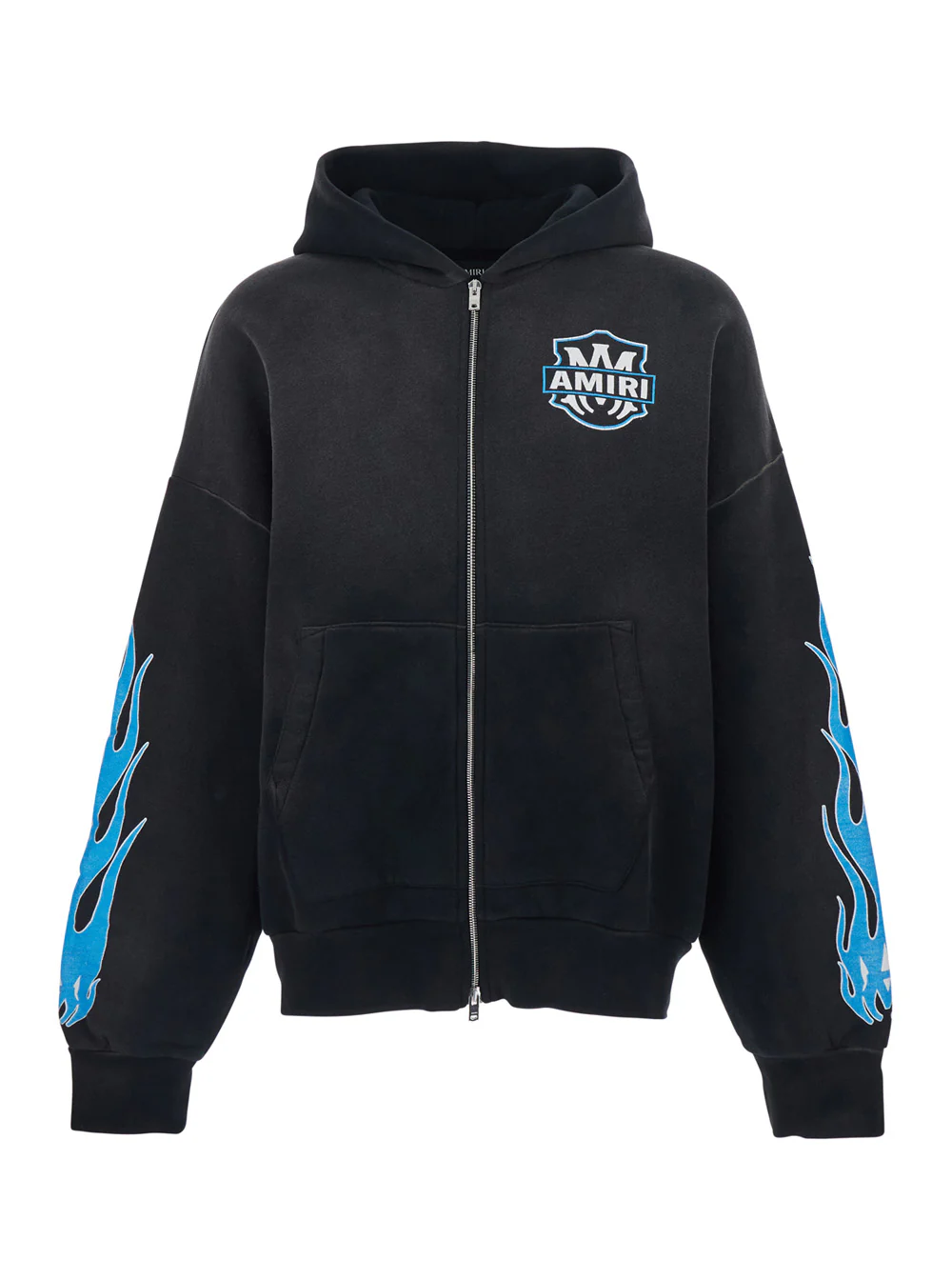 Moletom Amiri Preto com Logotipo na Frente e Maxi na Parte de Trás para Homens, Moletom de Algodão