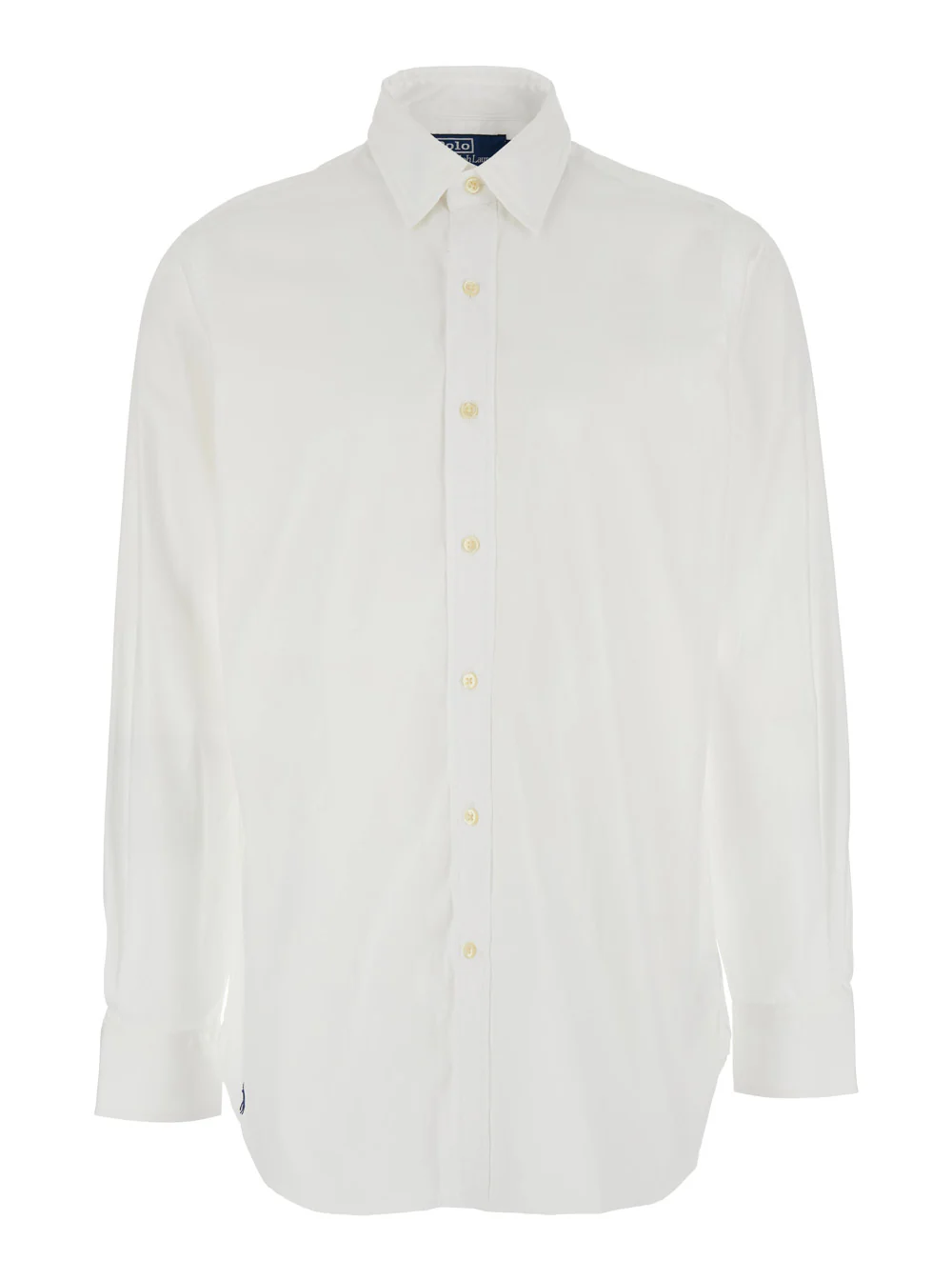 Camisa Branca de Custom Fit Polo Ralph Lauren com Gola Pontiaguda e Embroideria de Pônei Contraste no Lado em Camisas de Homem de Algodão Camisa Branca de Custom Fit Polo Ralph Lauren com Gola Pontiaguda e Embroideria de Pônei Contraste no Lado em Camisas de Homem de Algodão