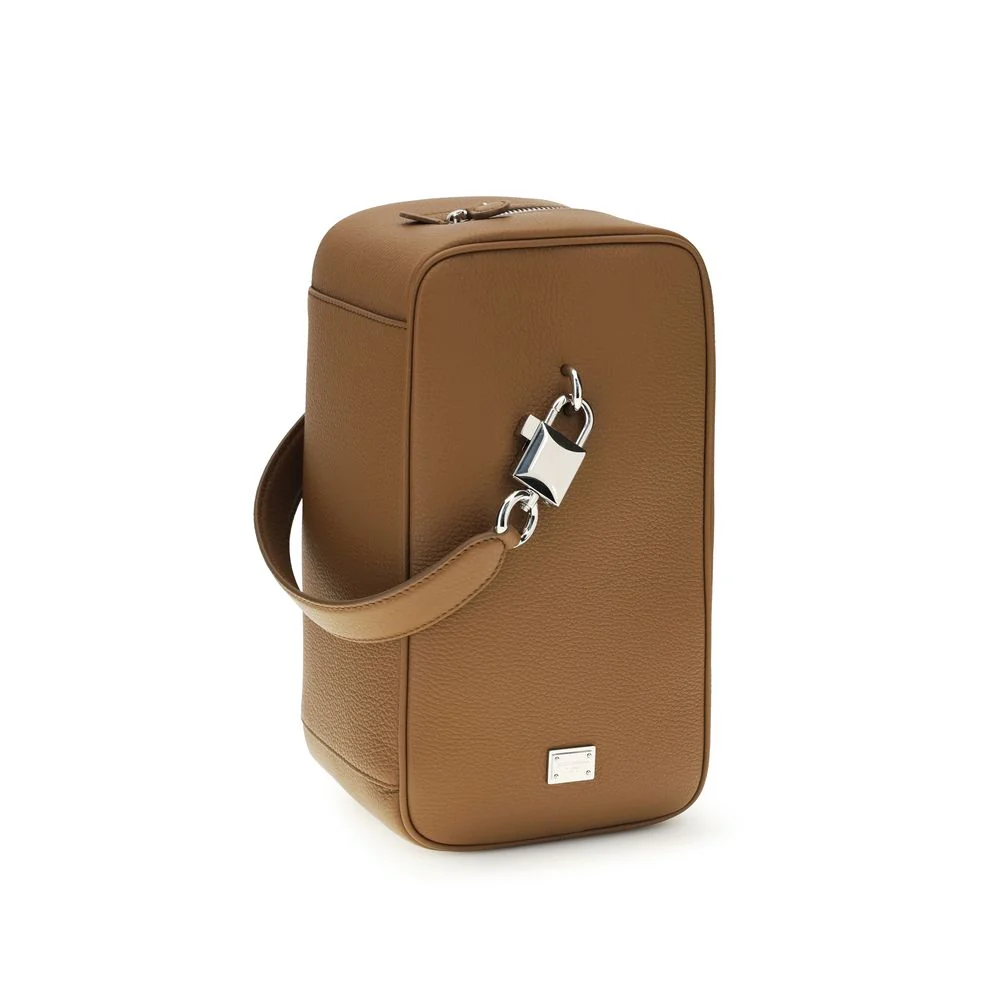 Bolsa de Mão em Couro de Novilho Marrom Dolce & Gabbana Bos Taurus