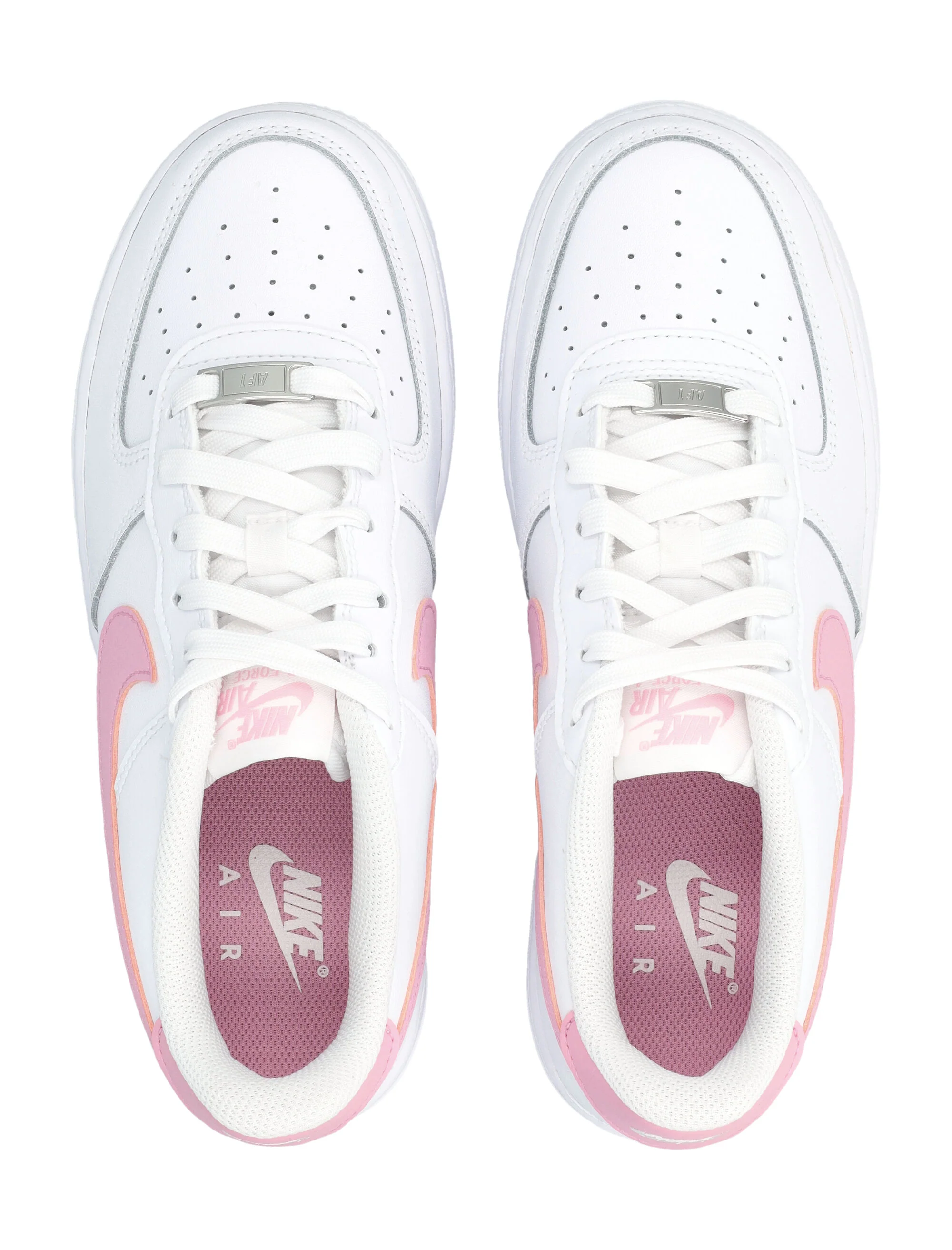 Sapatilhas Nike Air Force 1 Infantil Branco/Rosa Superior