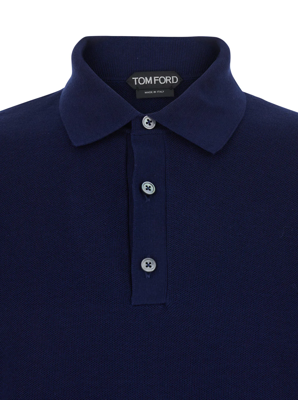 Camisola Tom Ford Azul com Gola Clássica e Fechamento por Botões na Frente em Mistura de Seda e Algodão para Homens Camisetas Azuis
