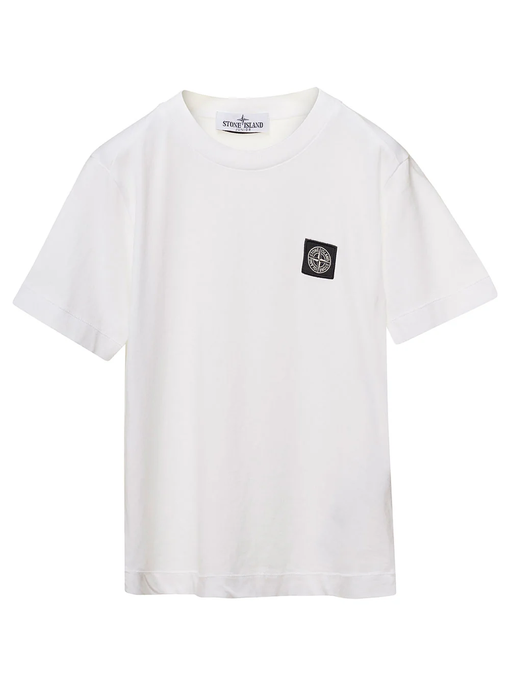 Camiseta Infantil Branca Stone Island com Logotipo em Patch de Algodão Camisetas e Camisolas de Meninos