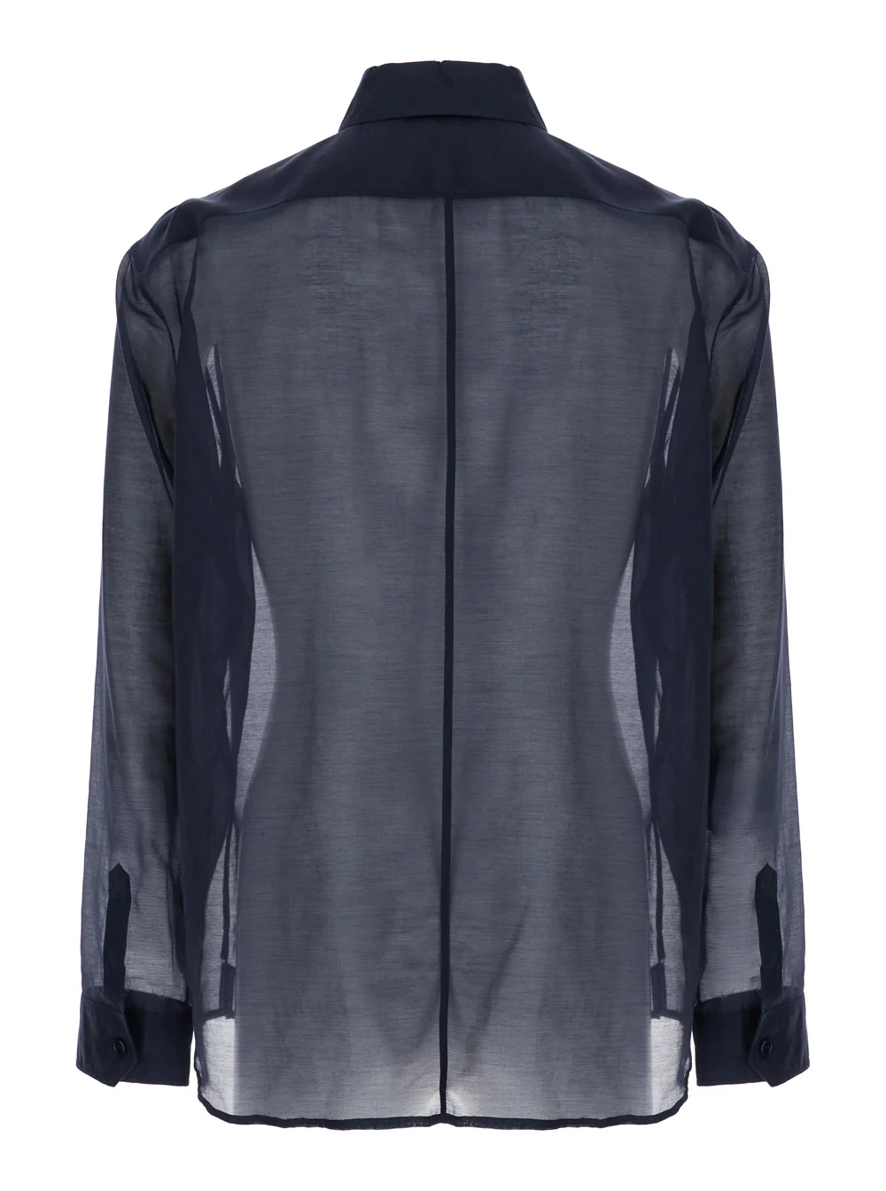 Camisa Azul Saint Laurent com Gola Clássica e Detalhes Contrastantes em Algodão Seda, Blusas Man Blu Camisa Azul Saint Laurent com Gola Clássica e Detalhes Contrastantes em Algodão Seda, Blusas Man Blu