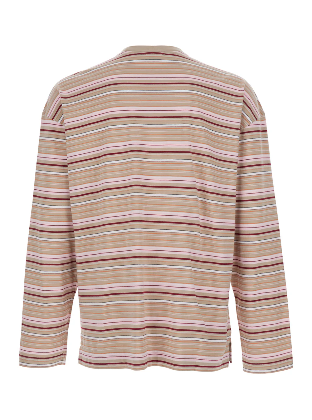 Camiseta de Girassol com Listras e Bolsos em Manga Longa Bege de Algodão Unissex Jersey Camiseta de Girassol com Listras e Bolsos em Manga Longa Bege de Algodão Unissex Jersey