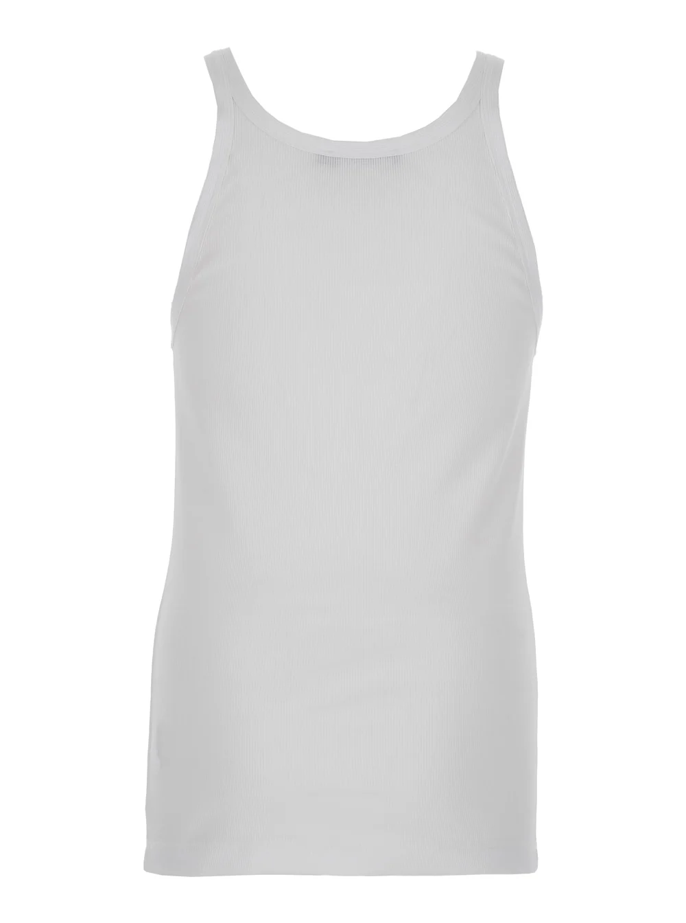 Top Sem Mangas Branco Dolce & Gabbana com Bordado de Logotipo na Frente e Malha Ribada em Algodão para Homens