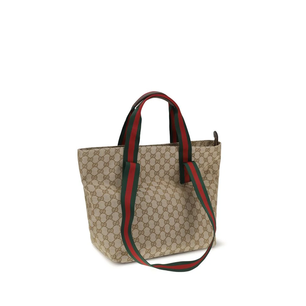 Bolsa de Ombro de Poliéster Bege Gucci