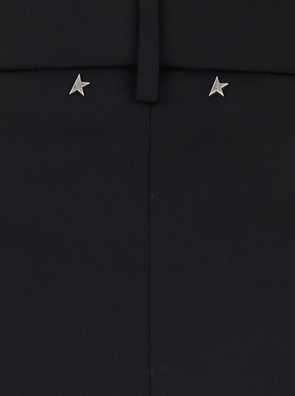 Calças Pretas de Lã e Seda Golden Goose com Fechamento por Botão e Detalhe de Logotipo de Estrela nas Costas para Homens Virgem Calças Pretas de Lã e Seda Golden Goose com Fechamento por Botão e Detalhe de Logotipo de Estrela nas Costas para Homens Virgem