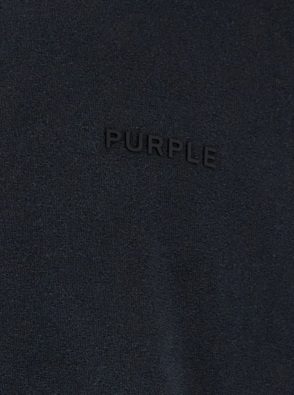 Camiseta Preta com Gola Redonda e Manga Comprida da Marca Roxa com Bordado de Letras de Logotipo em Tonalidade no Frente em Malha de Algodão