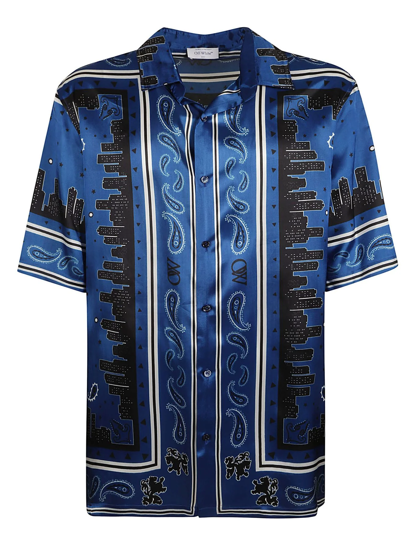 Camisa Off-White OMGG013S24FAB0034646 Nero Feito na Itália viscose Camisa Off-White OMGG013S24FAB0034646 Nero Feito na Itália viscose